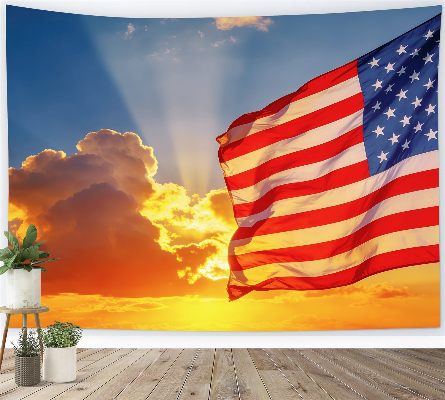 Sky Clouds Backdrop Sunset American Flag Sky Independence Day Backdrop UK CSH62-121