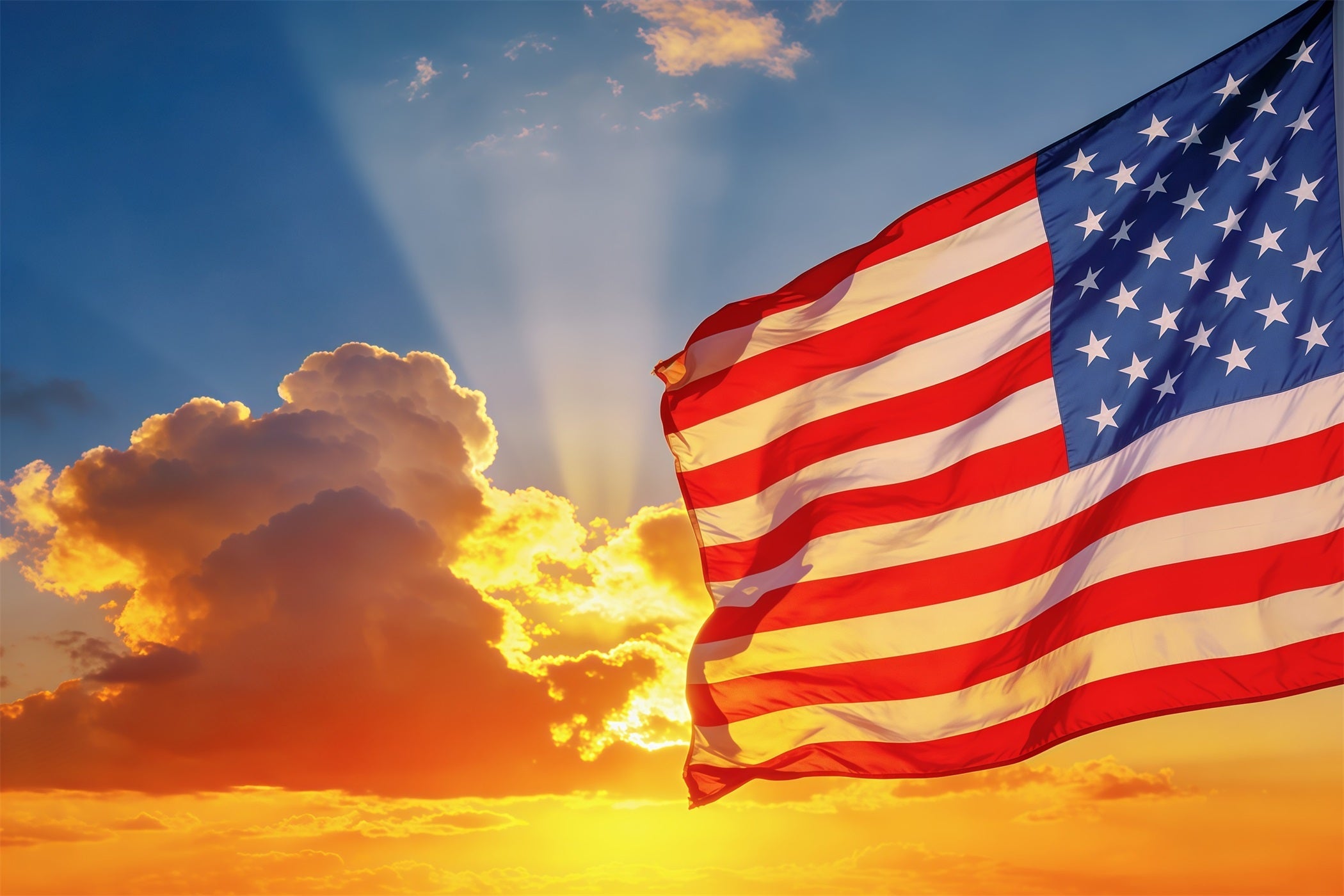 Sky Clouds Backdrop Sunset American Flag Sky Independence Day Backdrop UK CSH62-121