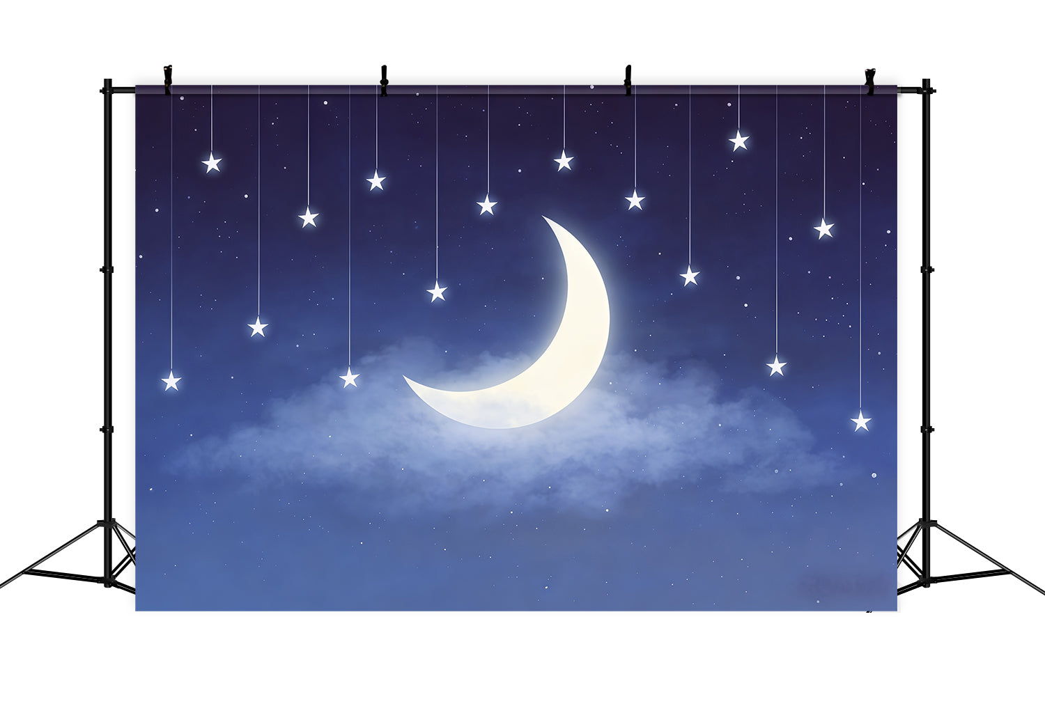 Night Sky Backdrop Crescent Star Garland Sky Cloud Photo Backdrop UK CSH62-123