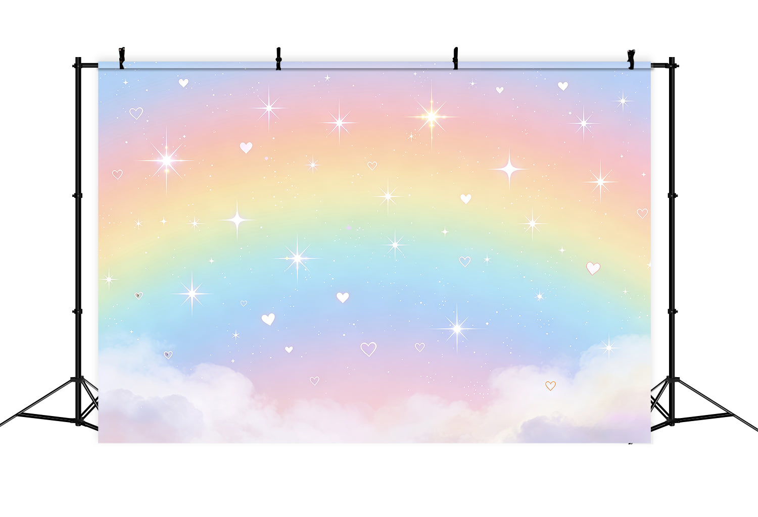 Starry Sky Backdrop Pastel Rainbow Heart Sparkles Kids Photography Backdrop UK CSH62-124