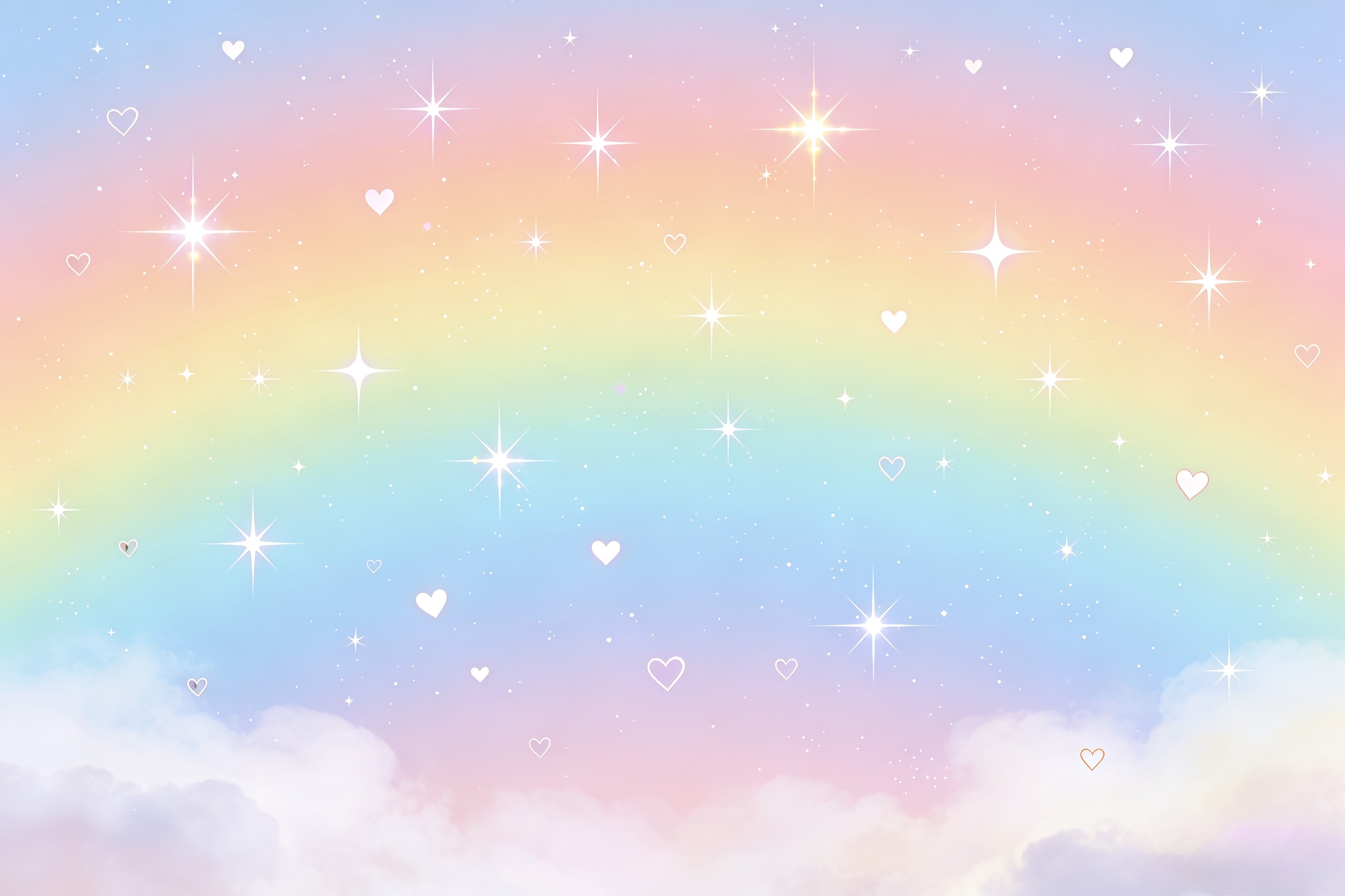 Starry Sky Backdrop Pastel Rainbow Heart Sparkles Kids Photography Backdrop UK CSH62-124