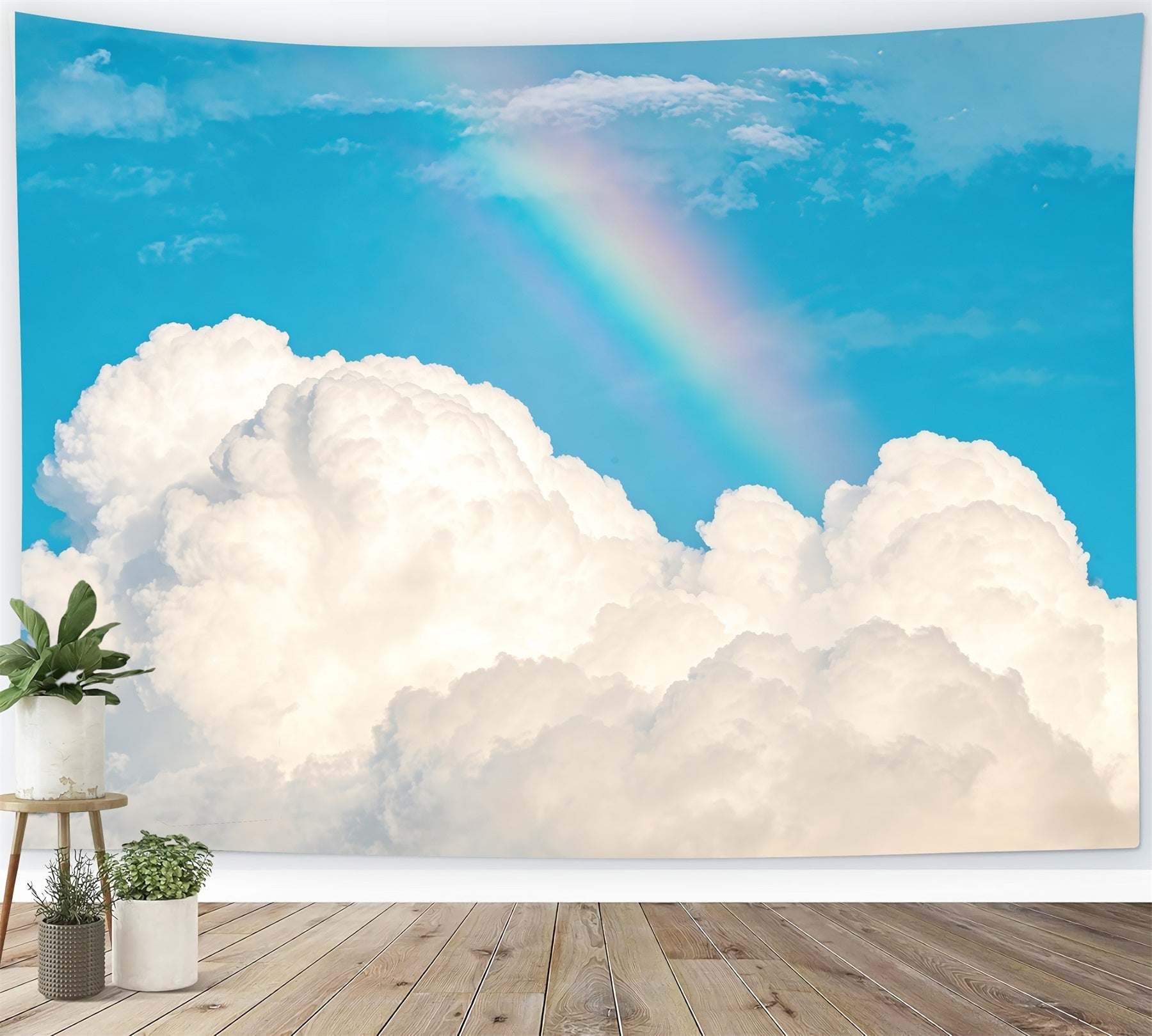 Blue Sky Photo Backdrop Rainbow Fluffy Clouds Sky Cloud Backdrop Photoshoot UK CSH62-130