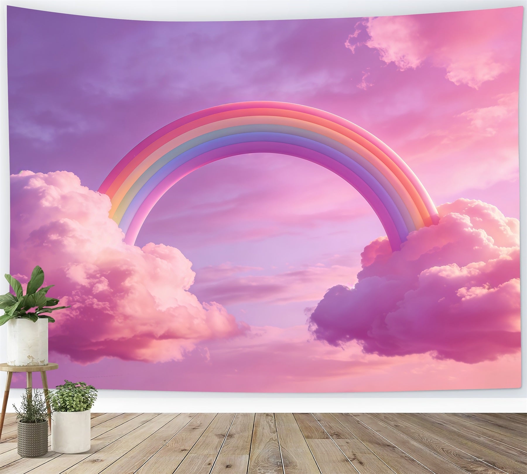 Sky And Clouds Backdrop Pastel Rainbow Pink Clouds Children Backdrops UK CSH62-133