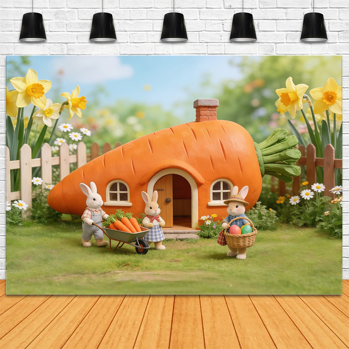 Carrot Backdrop Carrot House Bunny Family Outdoor Easter Backdrop Ideas UK CSH62-62