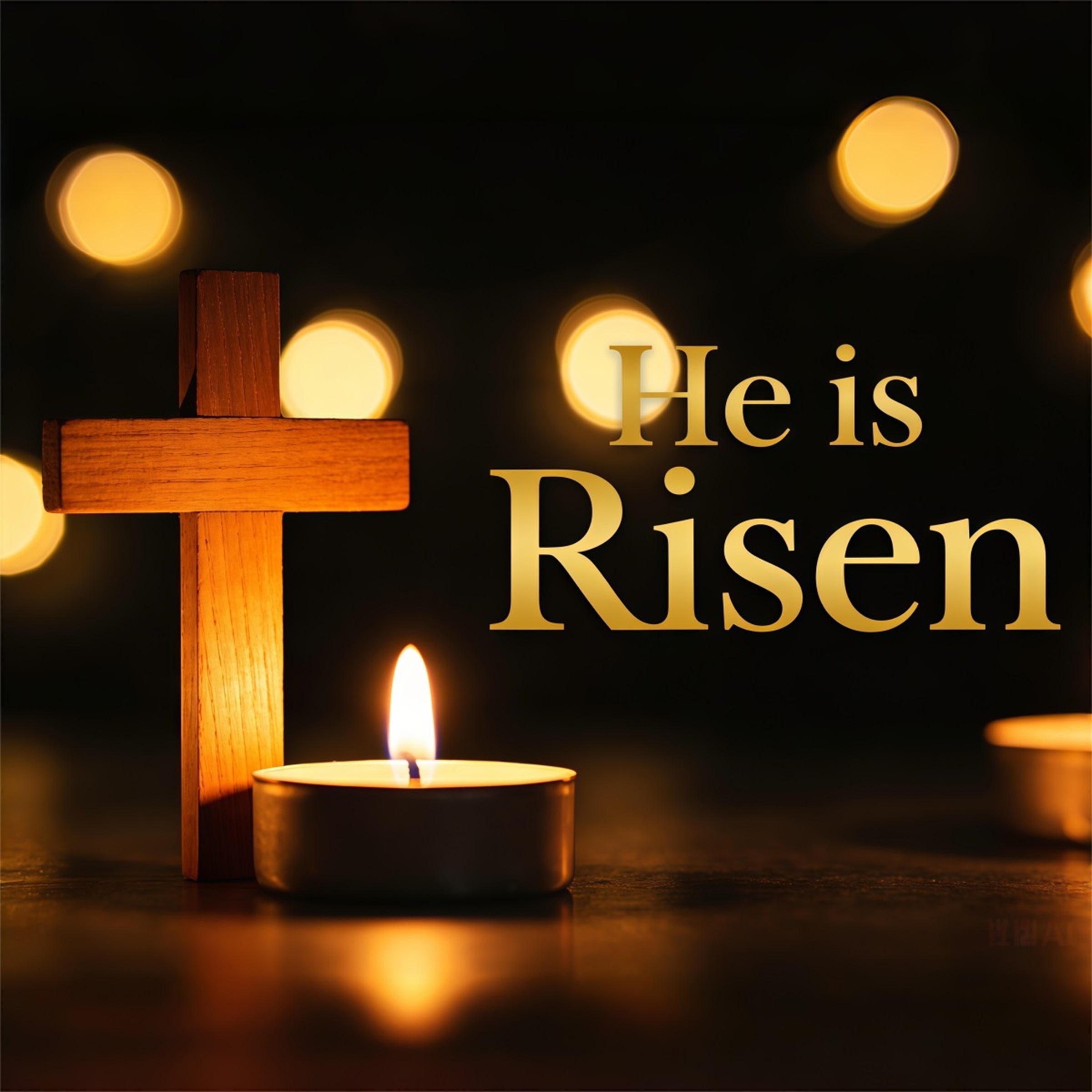 Cross Backdrop He Is Risen Candle Lights Happy Easter Backdrops UK CSH62-63