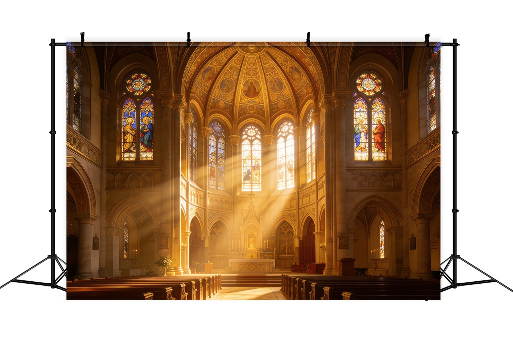 Stained Glass Backdrop Church Stained Glass Rays Easter 2026 Backdrop UK CSH62-64