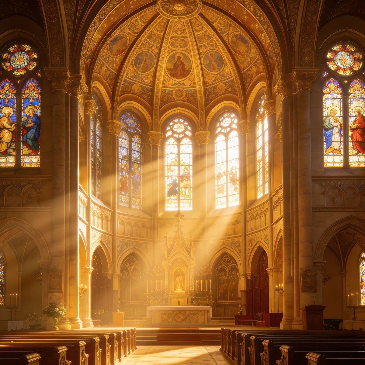 Stained Glass Backdrop Church Stained Glass Rays Easter 2026 Backdrop UK CSH62-64