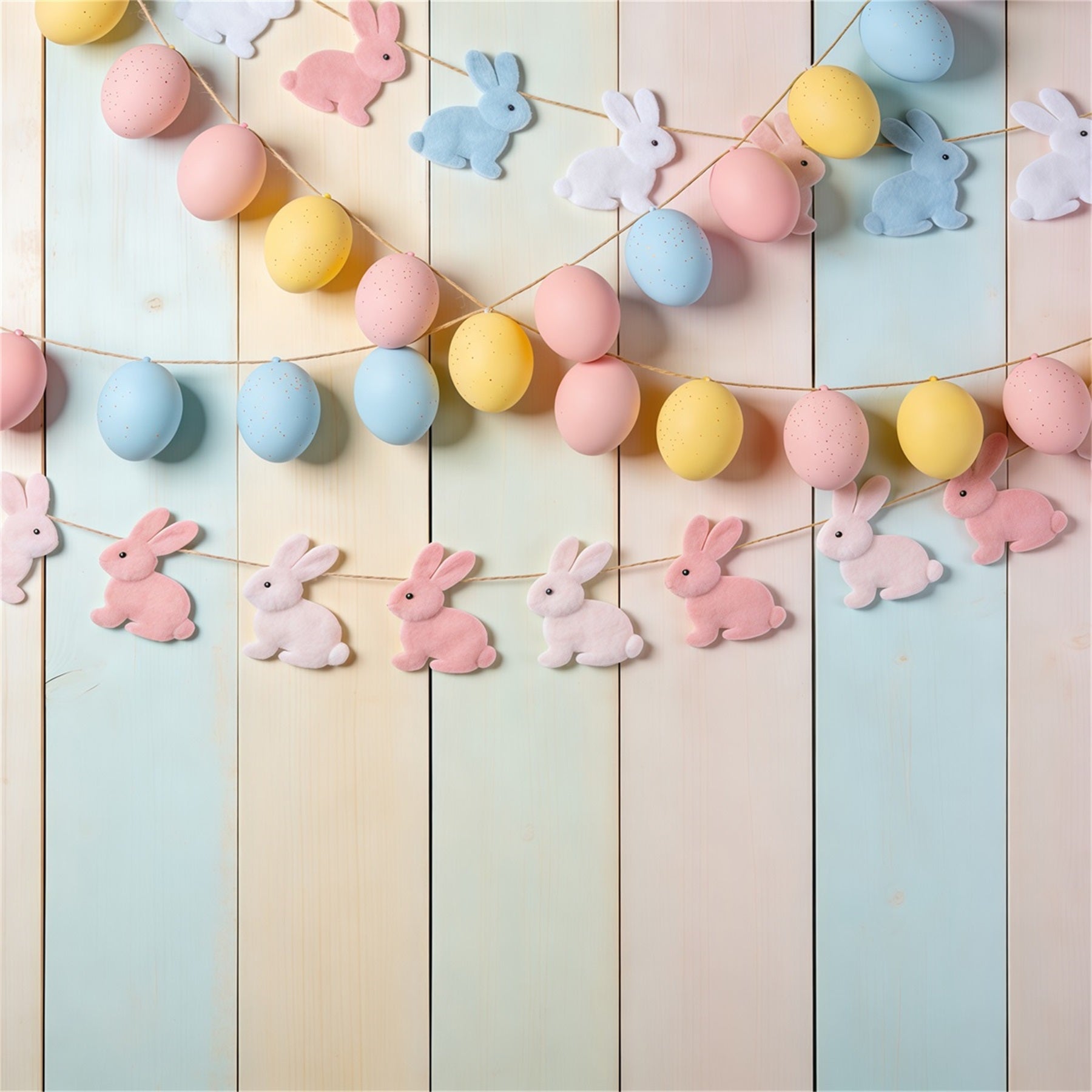 Easter Egg Backdrop Bunny Garland Pastel Wood Photo Backdrops Easter UK CSH62-70