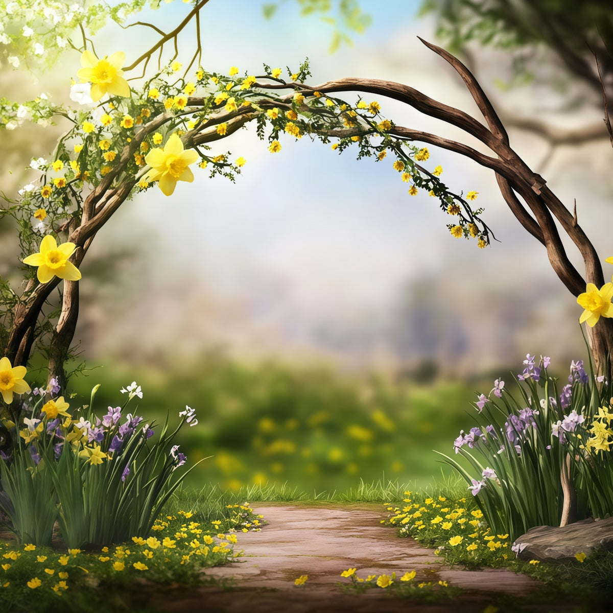 Easter Daffodil,l Backdrop Twig Arch Wildflower Blooms Backdrops For Easter Plays UK CSH62-78