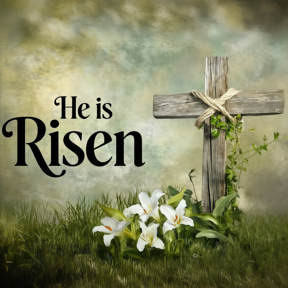Easter Lily Backdrop He Is Risen Cross Simple Easter Backdrop Ideas UK CSH62-81
