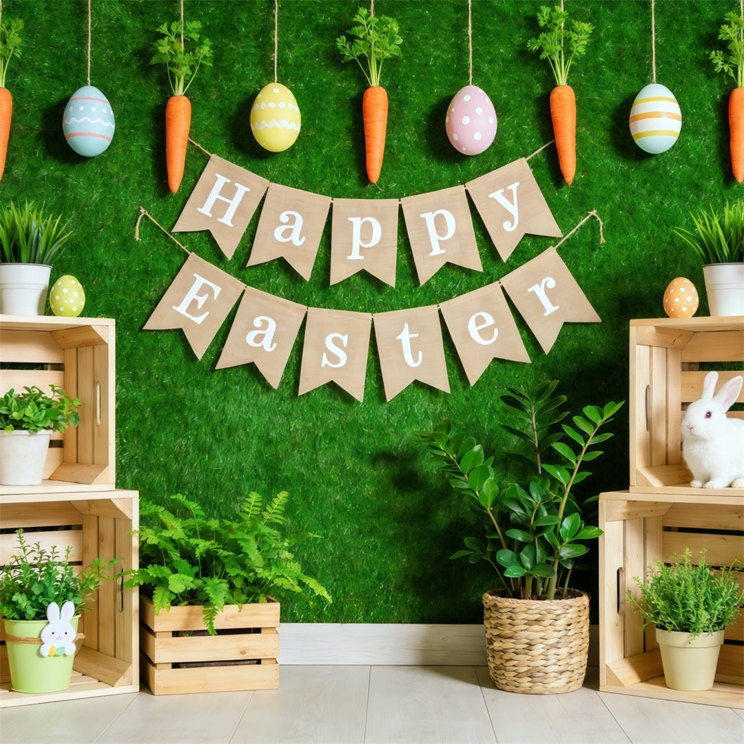Happy Easter Backdrop Banner Decor Bunny Crates Easter Backdrop Backdrops UK CSH62-84