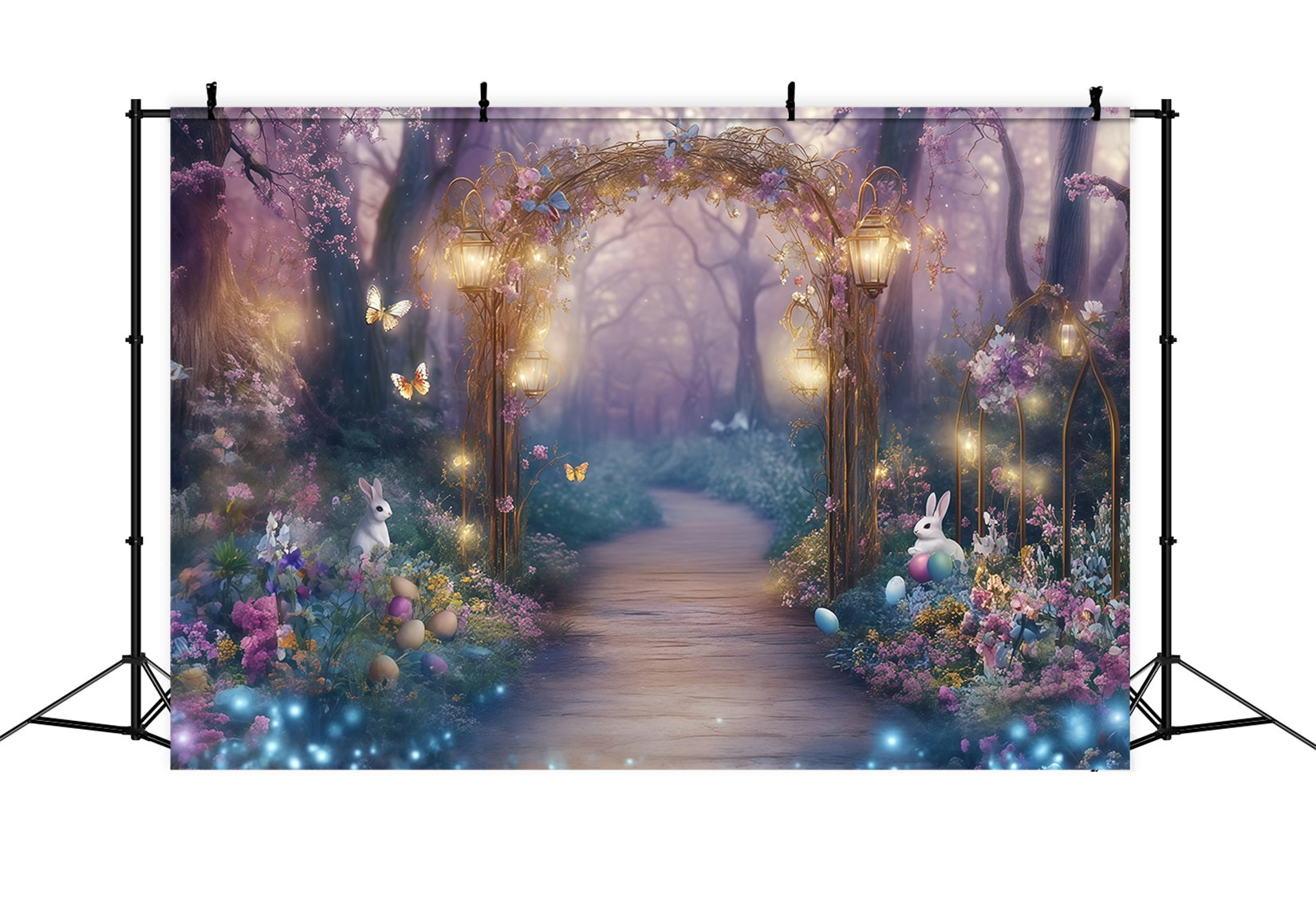 Easter European Garden Backdrop Enchanted Path Bunny Eggs Outdoor Easter Backdrop UK CSH62-95