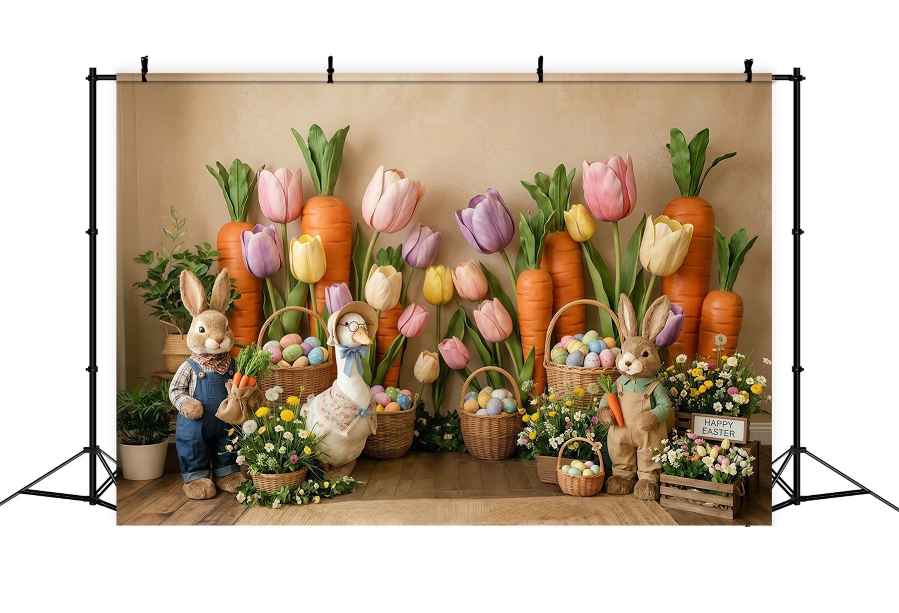 Carrot Backdrop Tulip Wildflower Bunny Duck Egg Basket Easter Backdrops UK CSH63-3