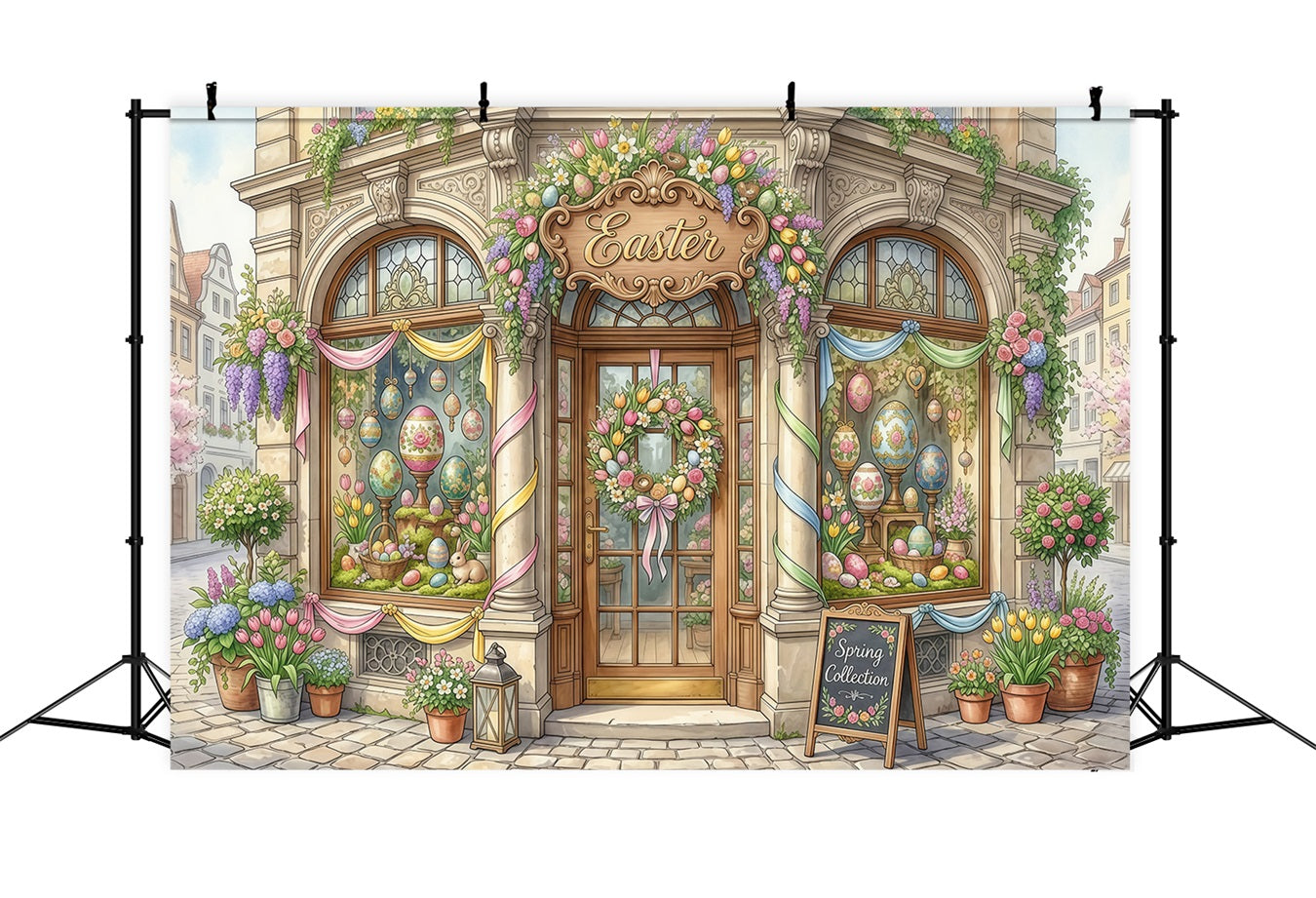 Easter Fairytale Backdrop Vintage Easter Flower Shop Photography Backdrop Easter UK CSH63-34