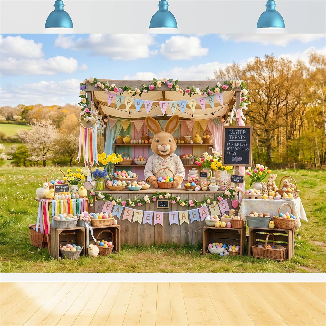 Marshmallow Chick Backdrop Spring Meadow Bunny Egg Stall Easter Backdrop Photo UK CSH63-41