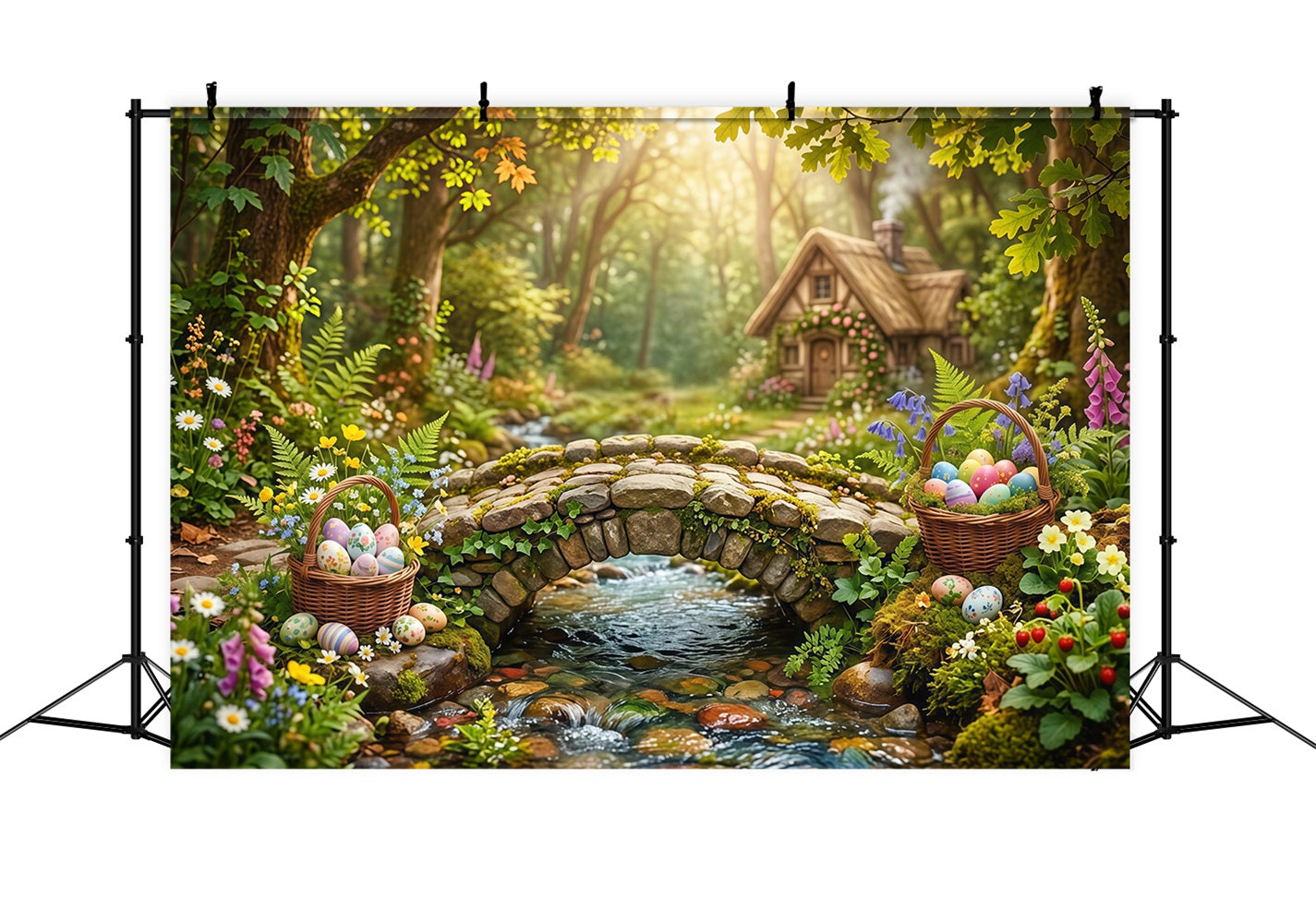 Easter Natural Backdrop Enchanted Forest Stone Bridge Easter Backdrop 10x10 UK CSH63-43