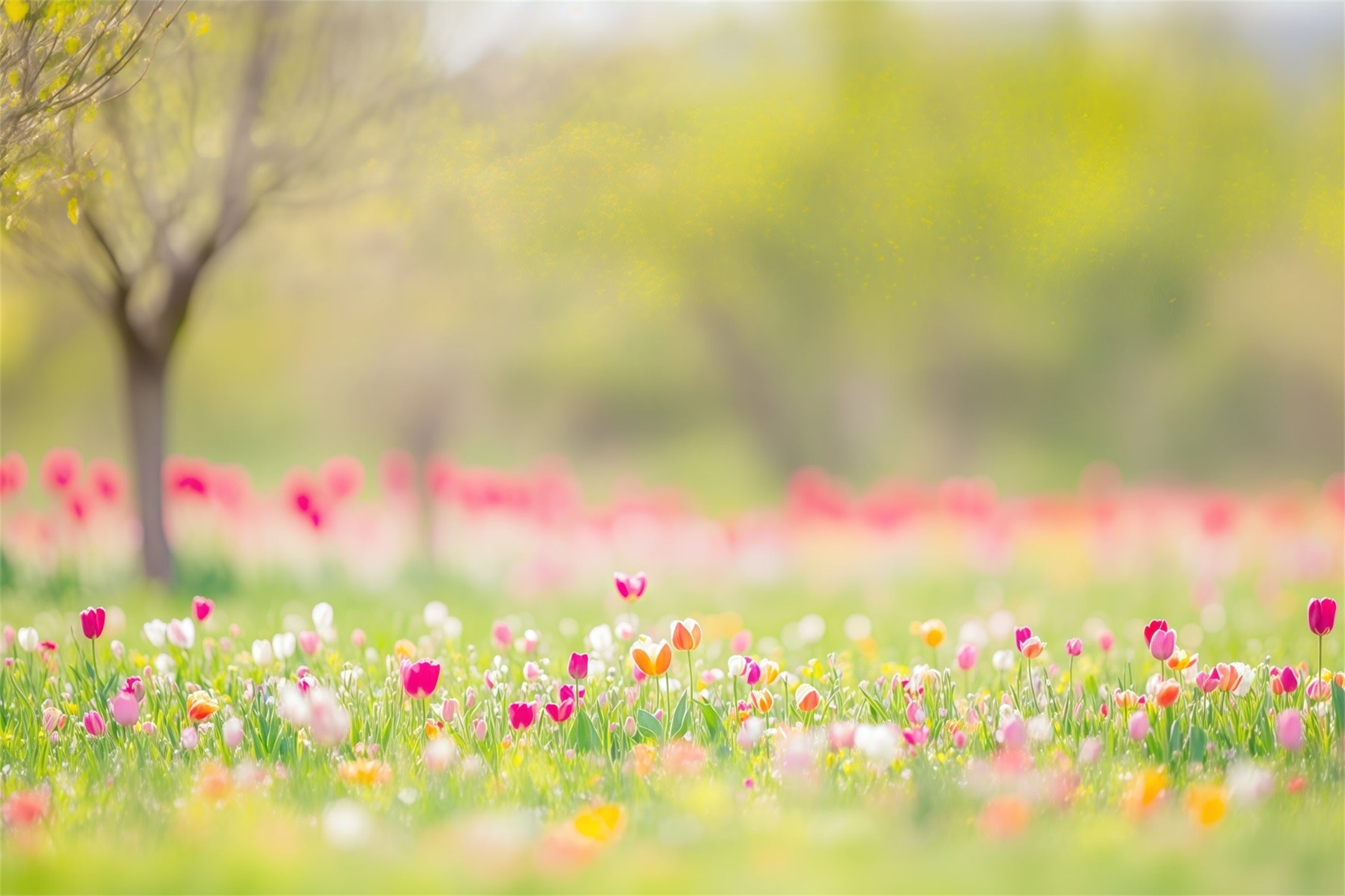 Easter Natural Backdrop Spring Tulip Meadow Trees Easter Themed Backdrops UK CSH63-45