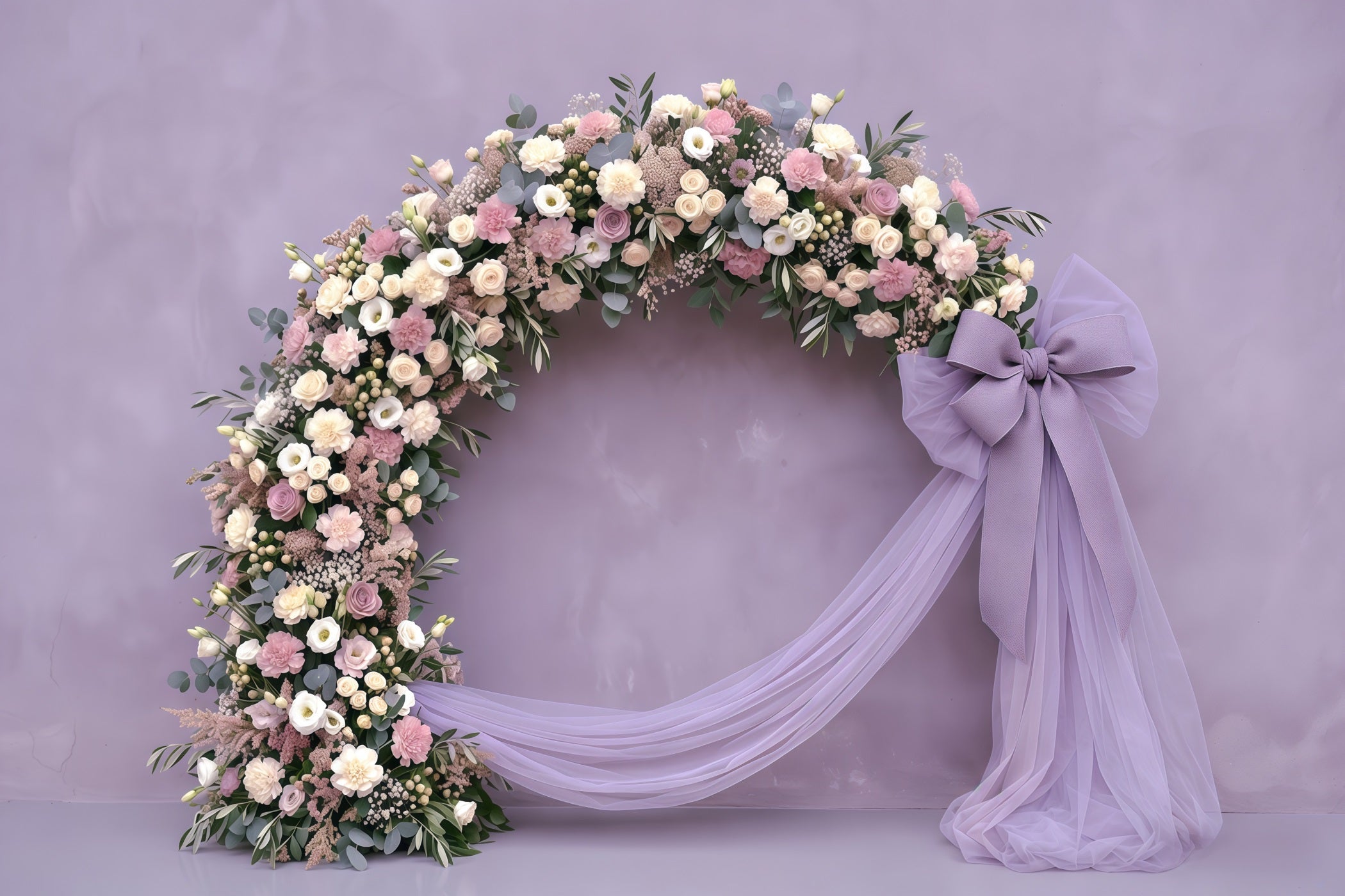 Carnation Mother's Day Backdrop Lavender Floral Bow Drape Mother's Day Backdrop UK CSH63-51