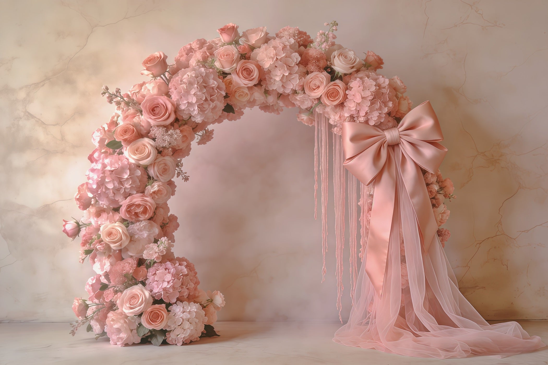 Carnation Mother's Day Backdrop Blush Rose Arch Bow Mother's Day Backdrop UK CSH63-52