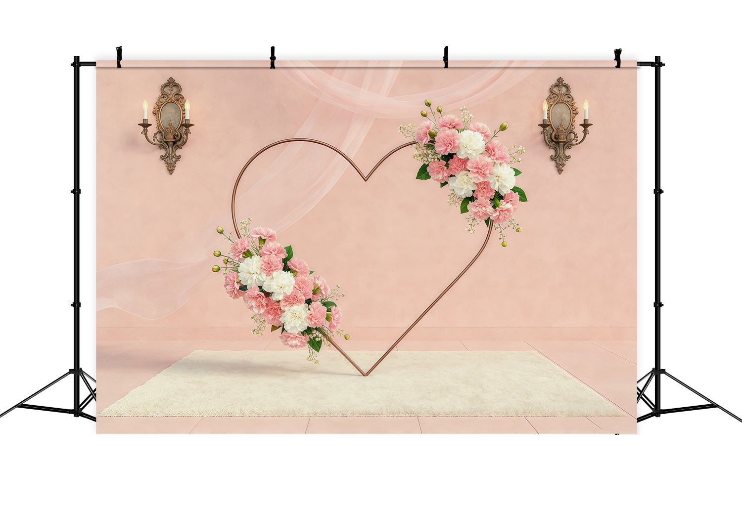 Floral Wreath Mother's Day Backdrop Blush Heart Flower Frame Mothers Day Backdrop UK CSH63-59