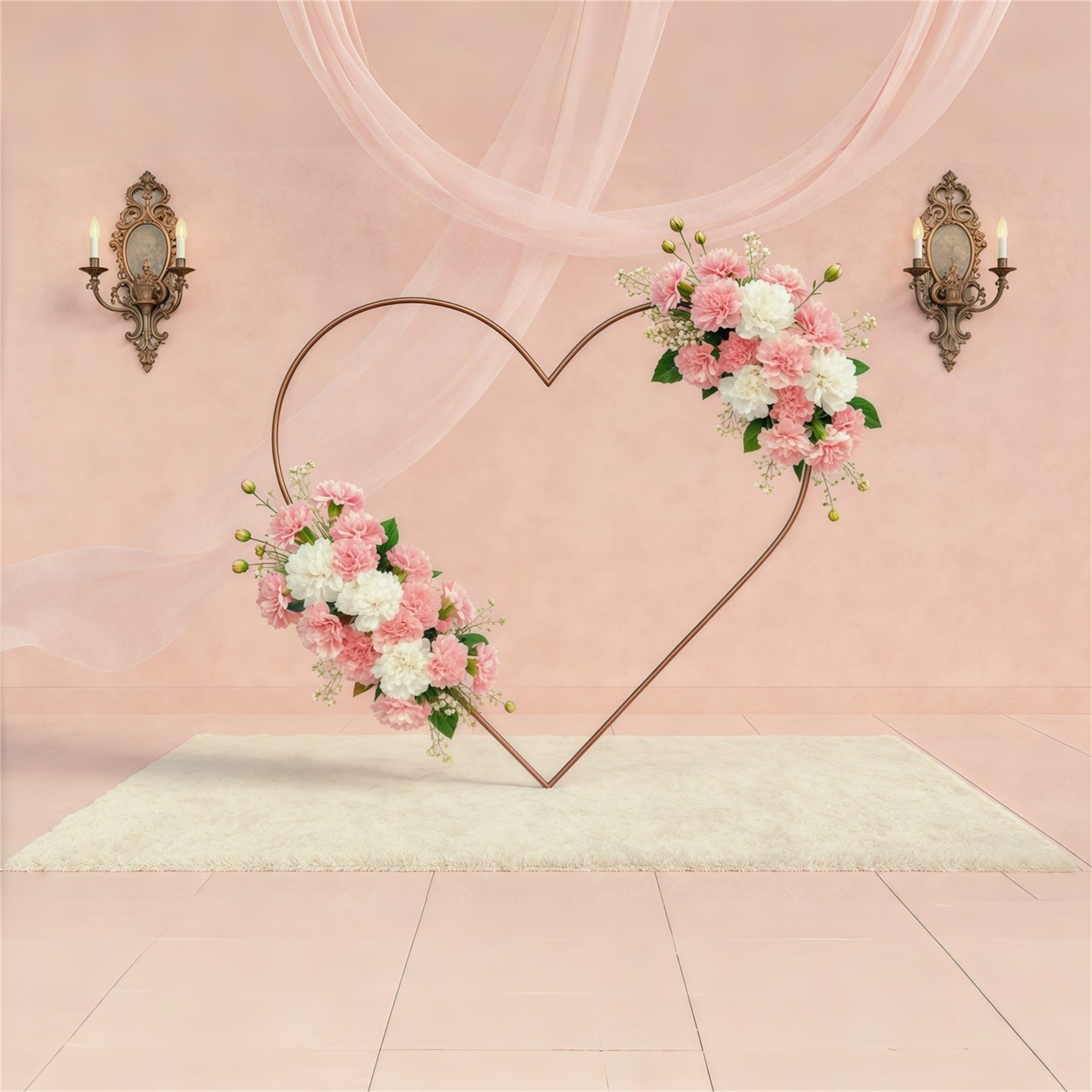 Floral Wreath Mother's Day Backdrop Blush Heart Flower Frame Mothers Day Backdrop UK CSH63-59