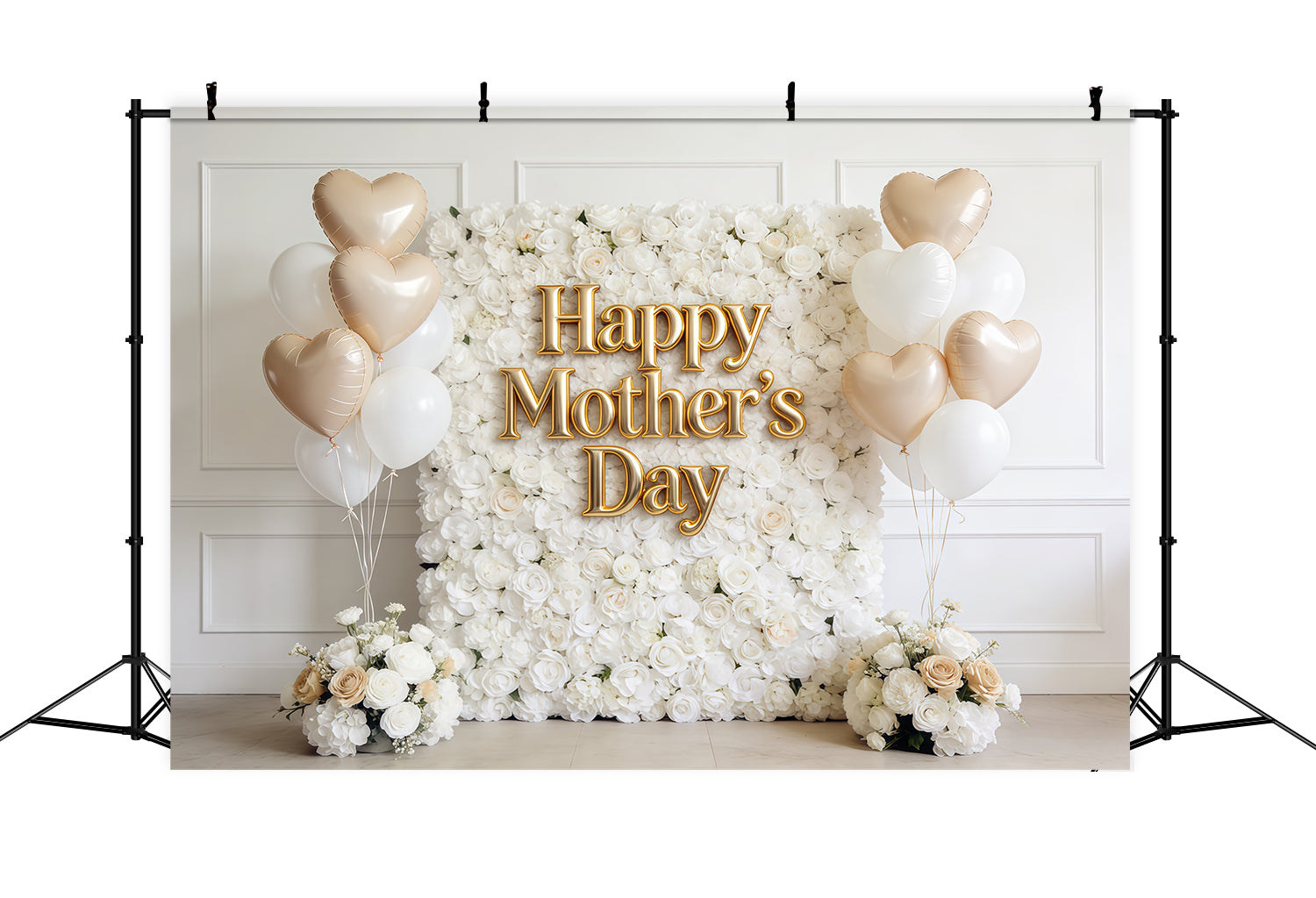 Mother’s Day Lettering Backdrop White Rose Balloon Wall Mother's Day Photo Backdrop UK CSH63-62