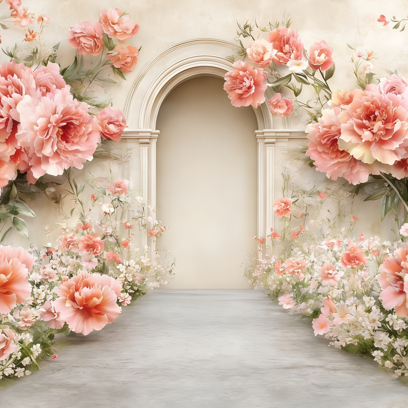 Carnation Mother's Day Backdrop Peach Blossom Archway Garden Mother's Day Backdrop UK CSH63-64