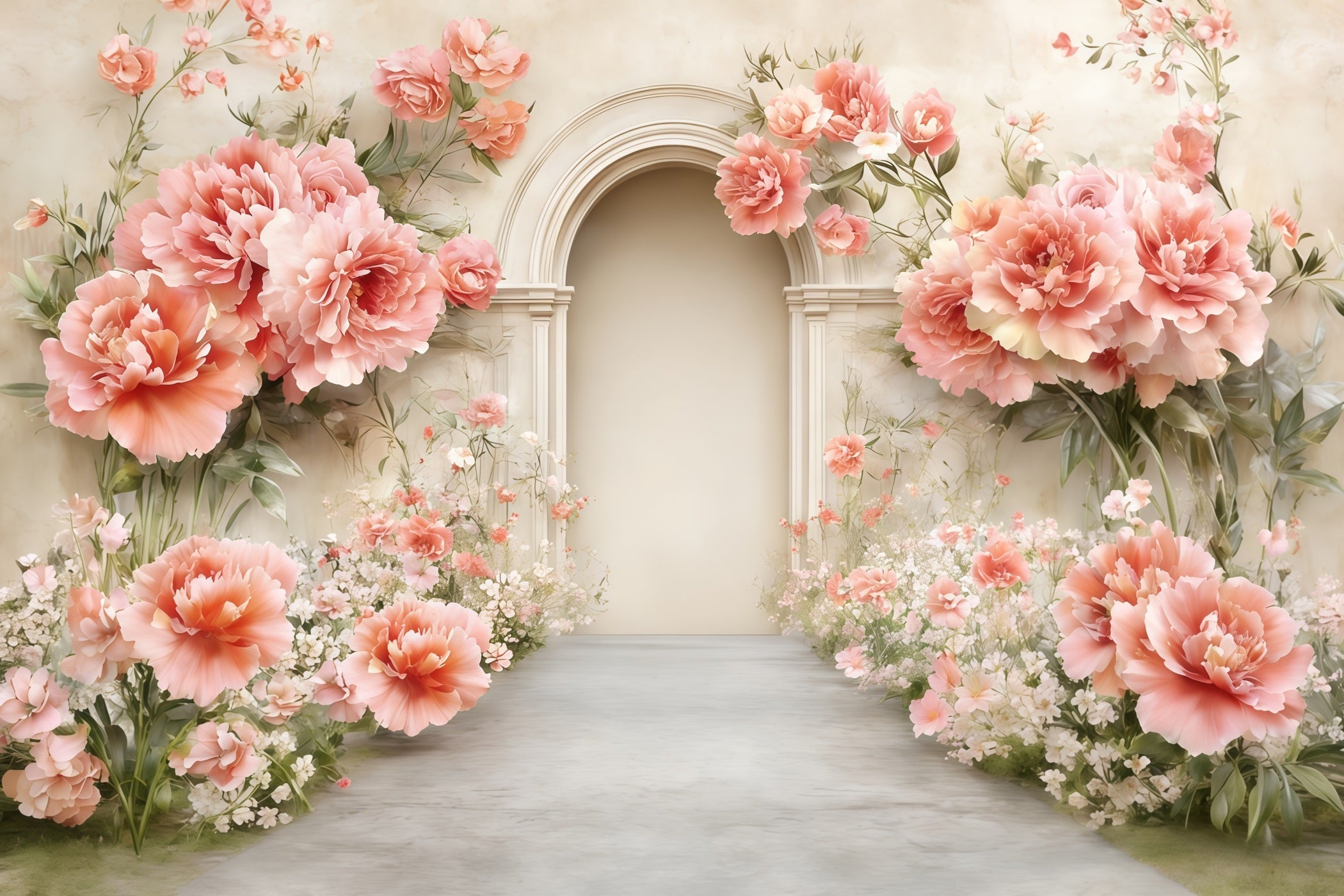 Carnation Mother's Day Backdrop Peach Blossom Archway Garden Mother's Day Backdrop UK CSH63-64
