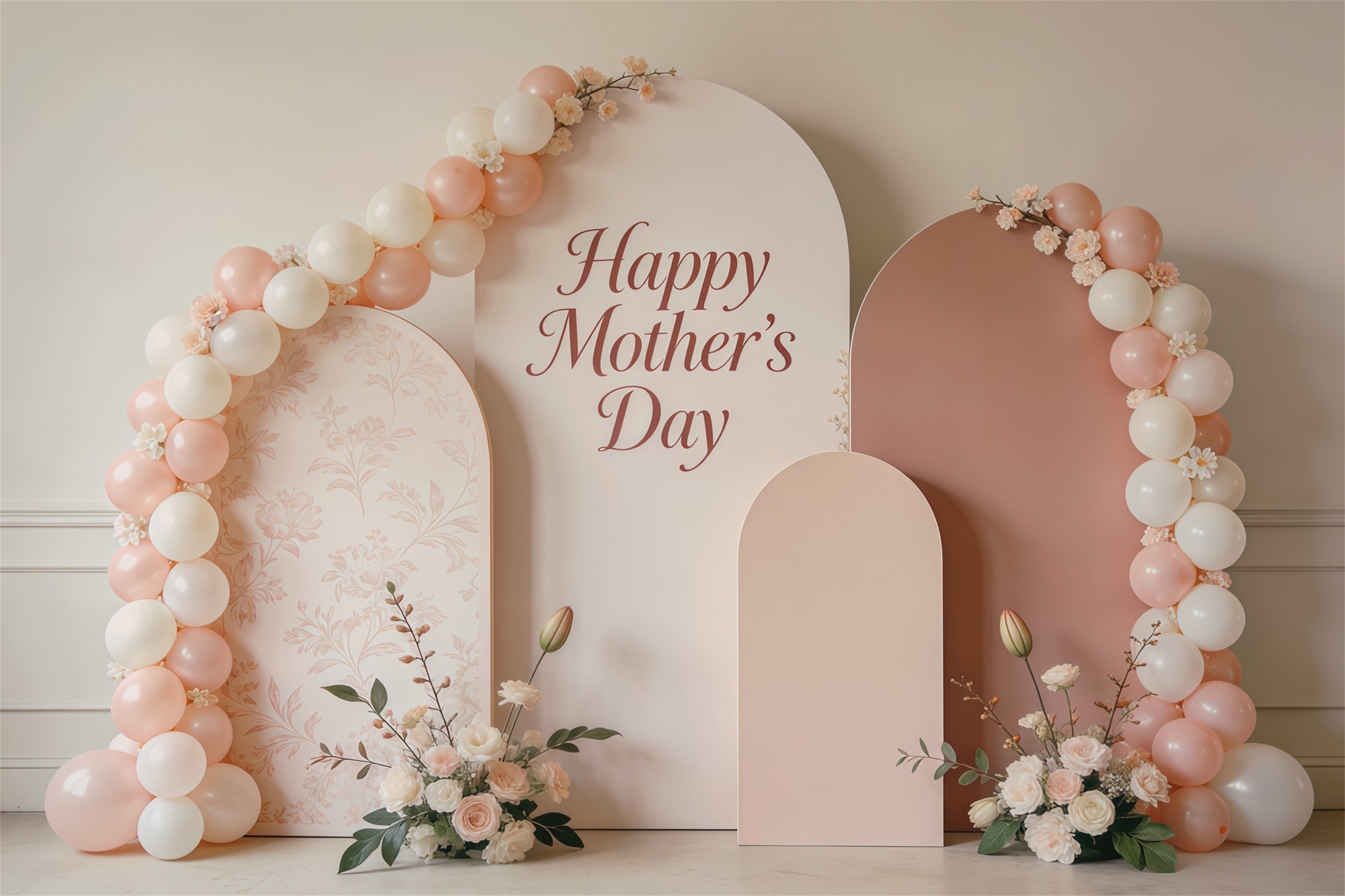 Mother’s Day Lettering Backdrop Blush Balloon Arch Panel Mother's Day Photo Backdrop UK CSH63-68