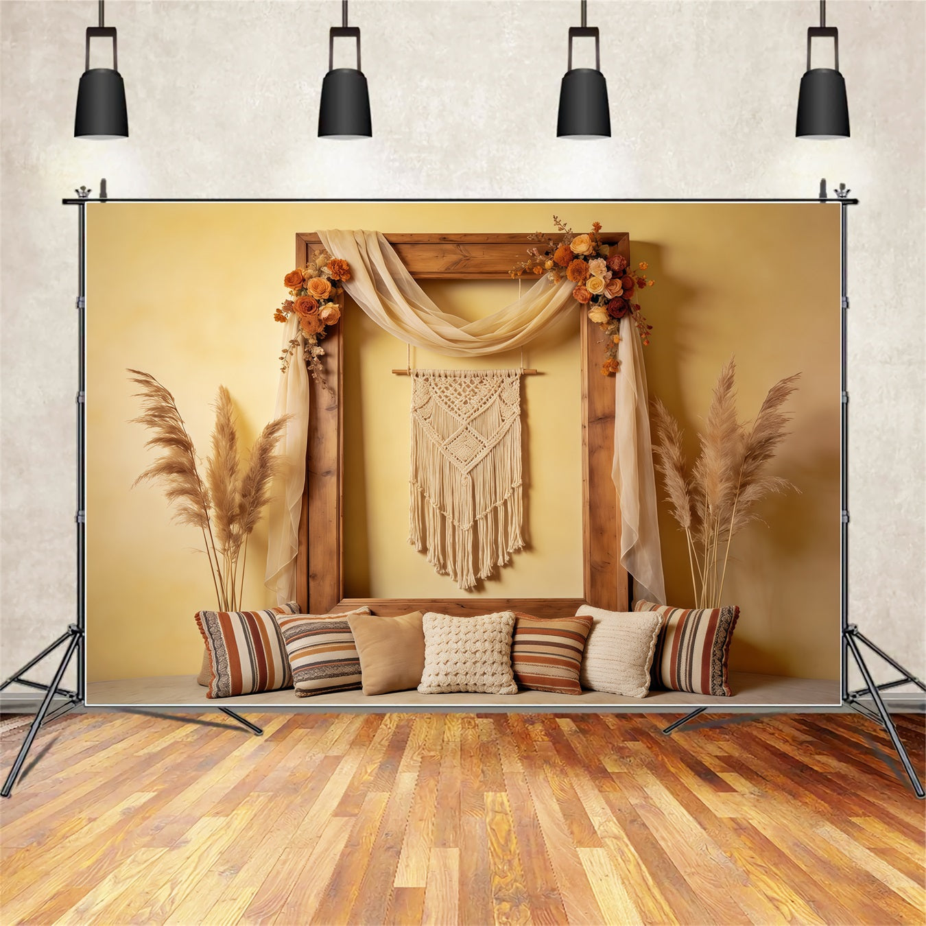 Photo Frame Mother's Day Backdrop Rustic Boho Macrame Arch Mothers Day Photo Backdrop UK CSH63-79