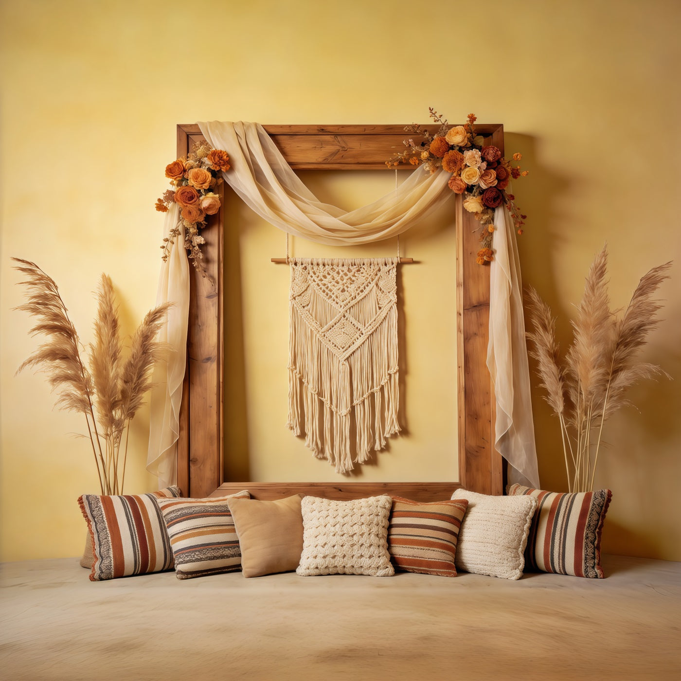 Photo Frame Mother's Day Backdrop Rustic Boho Macrame Arch Mothers Day Photo Backdrop UK CSH63-79