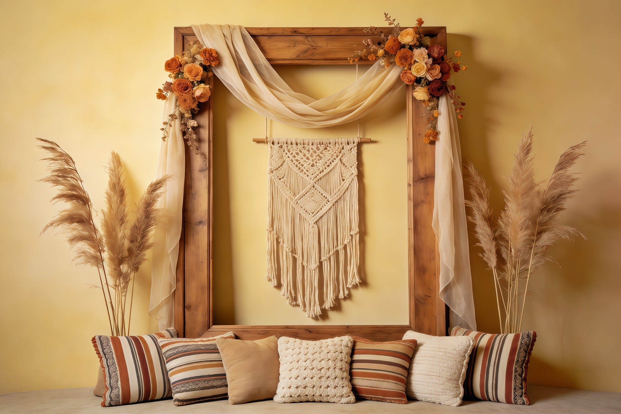 Photo Frame Mother's Day Backdrop Rustic Boho Macrame Arch Mothers Day Photo Backdrop UK CSH63-79