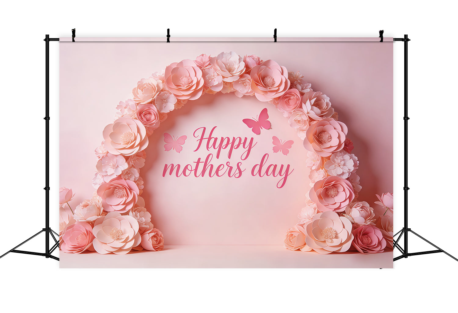 Mother's Day Backdrop For Church Pink Paper Flower Butterfly Arch Photo Backdrops For Mothers Day UK CSH63-90