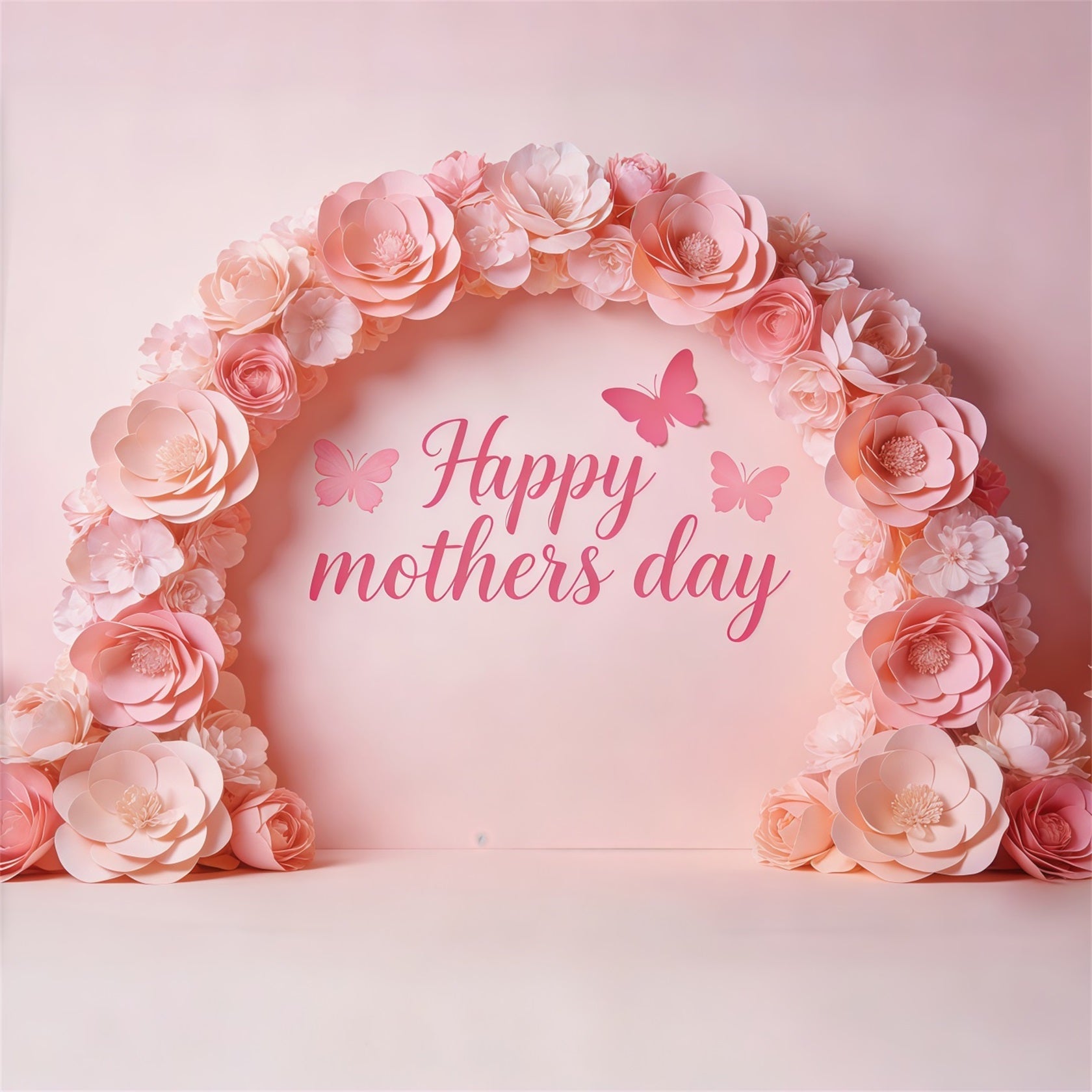 Mother's Day Backdrop For Church Pink Paper Flower Butterfly Arch Photo Backdrops For Mothers Day UK CSH63-90