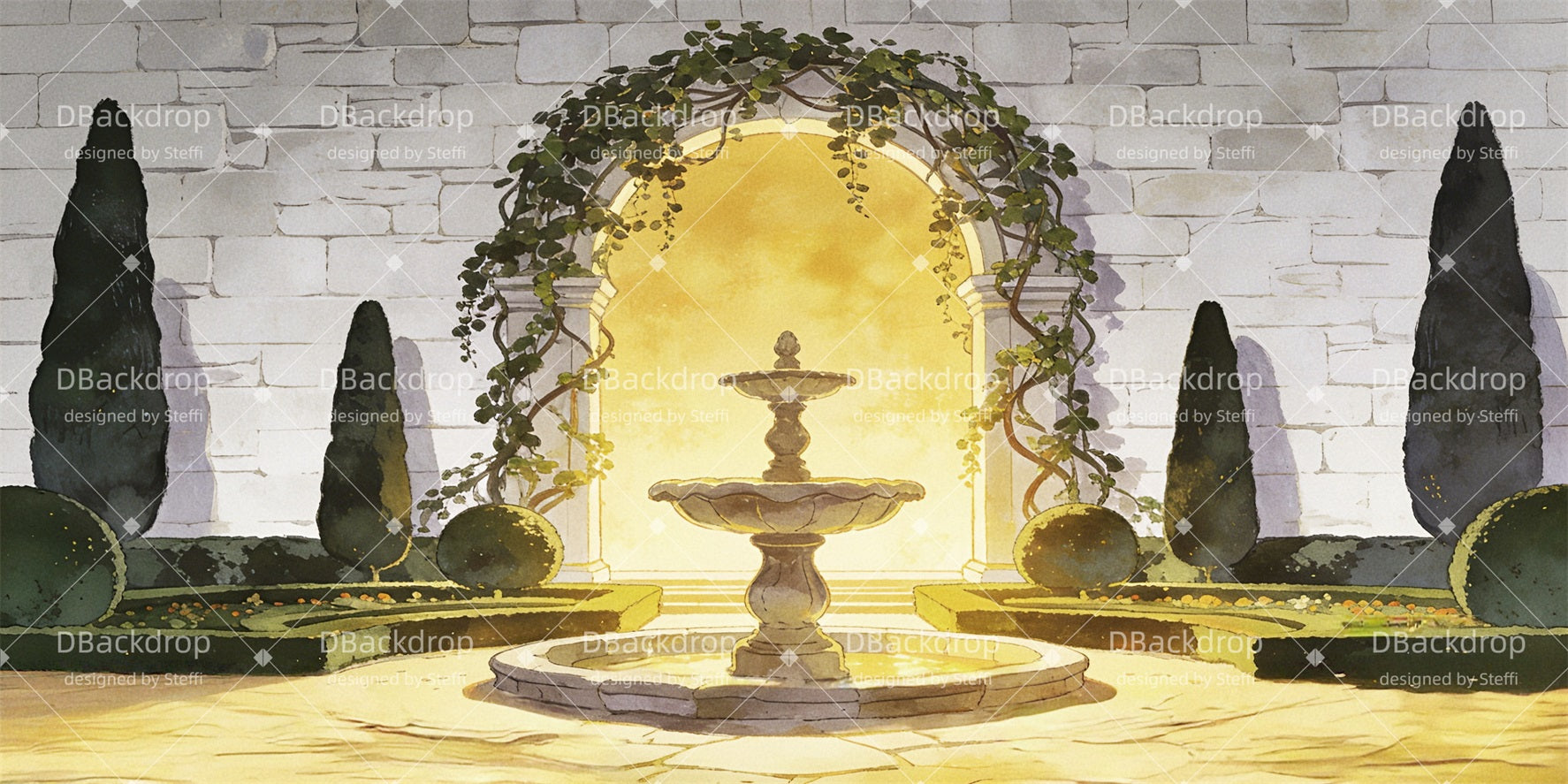 Stage Backdrop Royal Garden Archway Theater Backdrops For Sale UK CSH63-T23