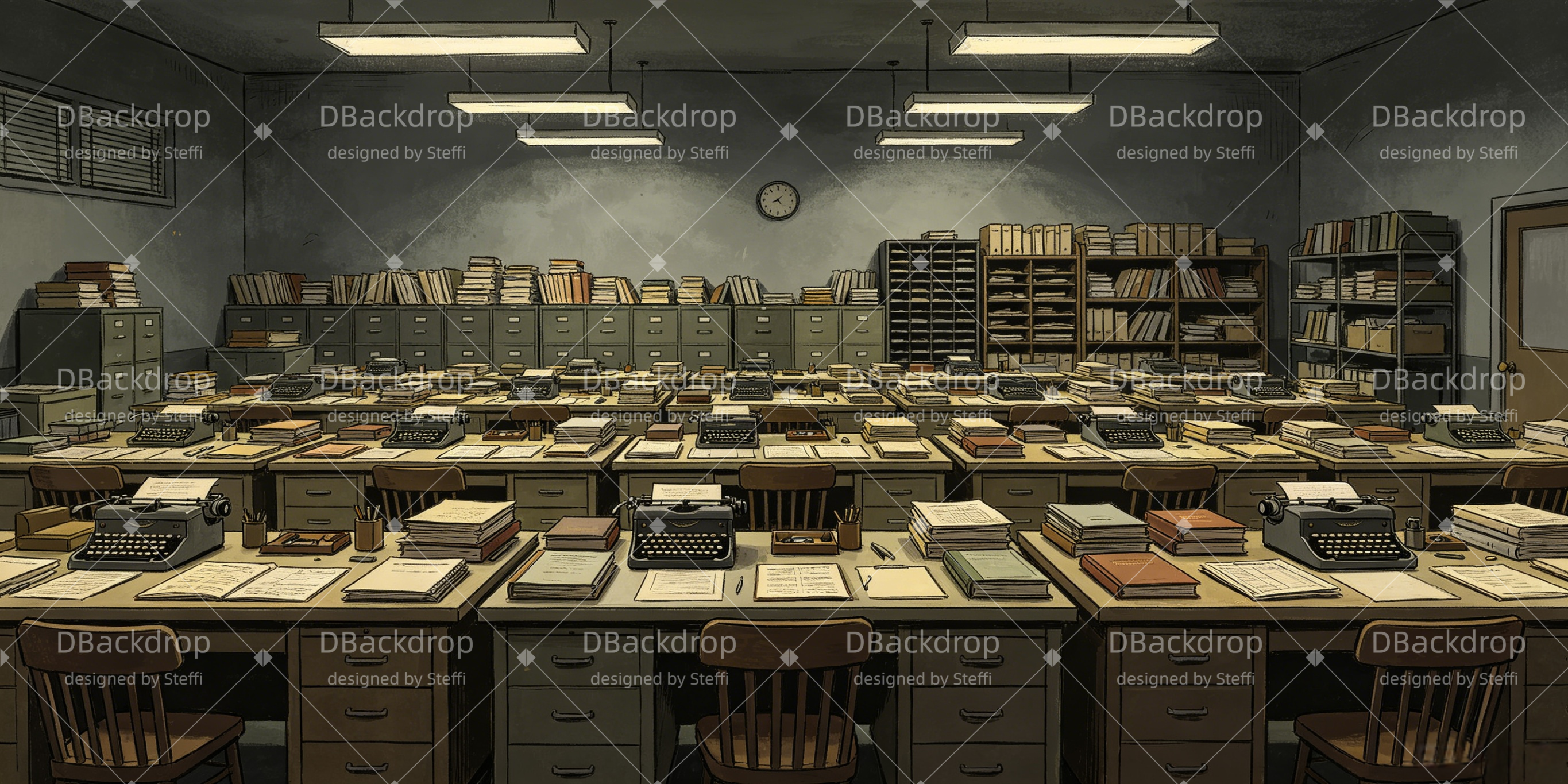 Stage Backdrops Busy Newsroom Backdrop For Theater Play UK CSH66-T2