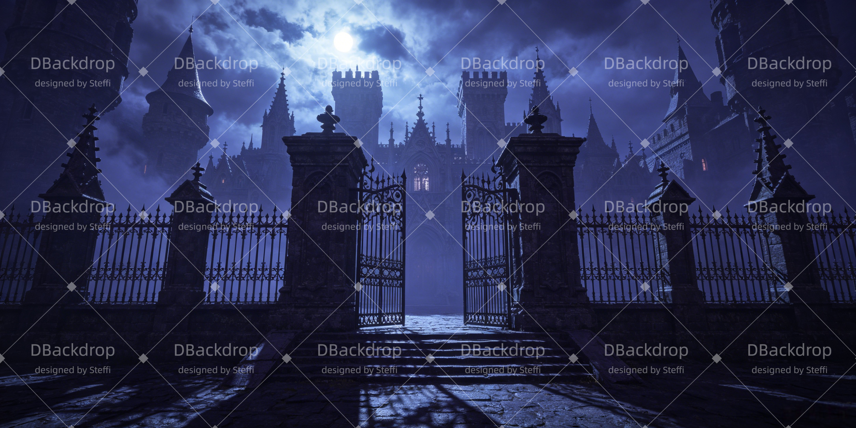 Theater Backdrop Moonlit Gothic Gate Stage Backdrop UK Ideas CSH66-T32