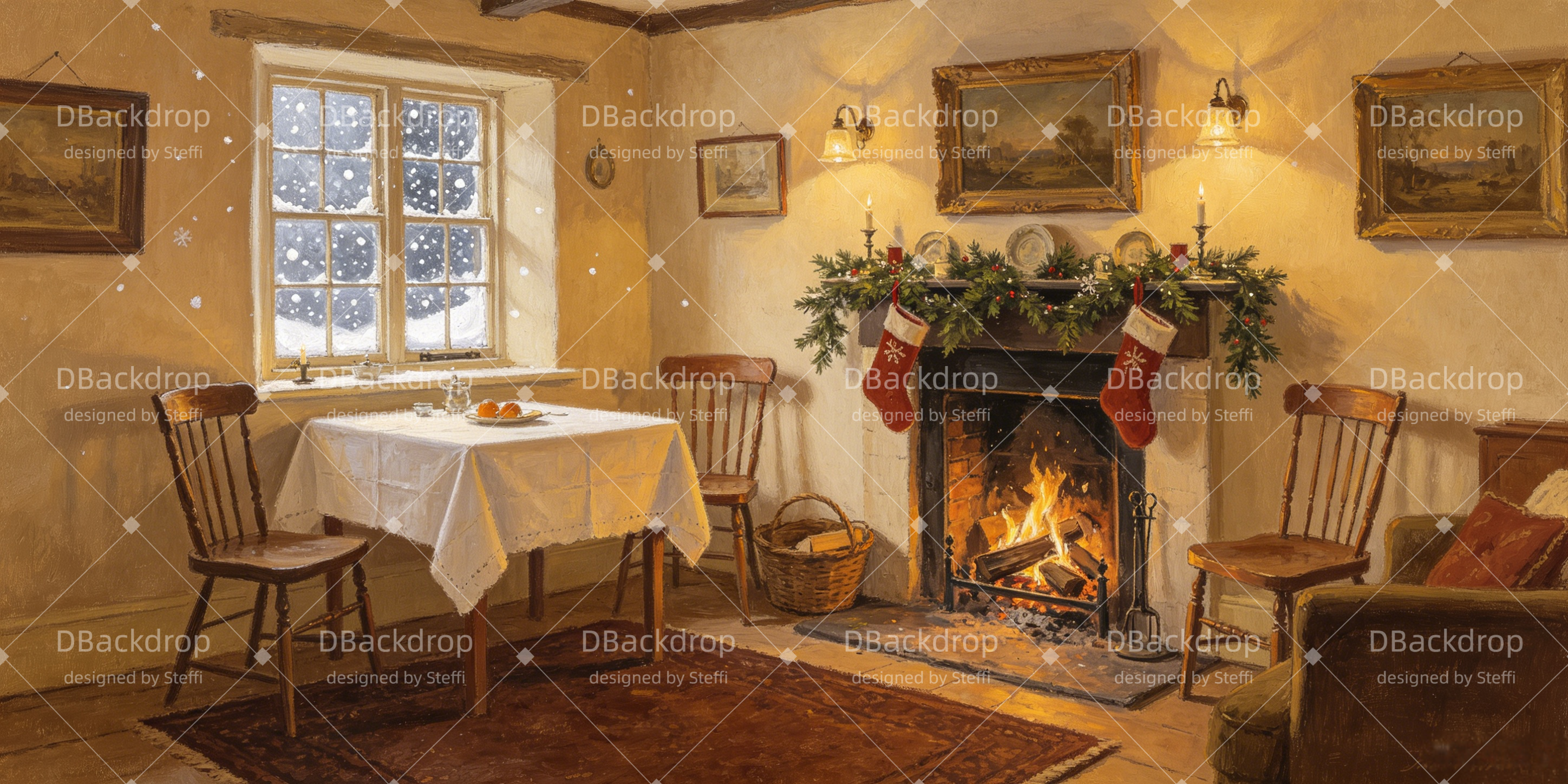 Stage Backdrop Ideas Christmas Cottage School Play Backdrops UK CSH66-T68