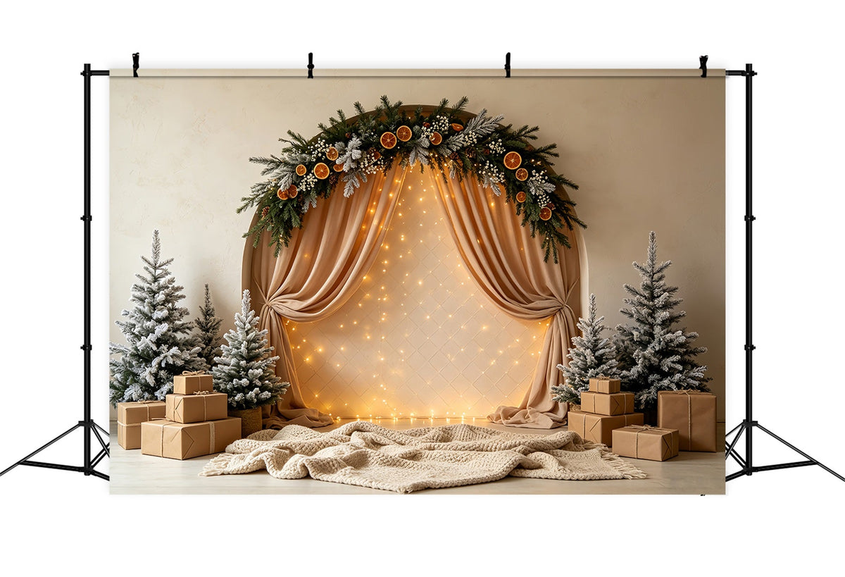 Christmas Lights Backdrop Frosted Arch Garland Curtain Backdrop Christmas UK CSH68-56