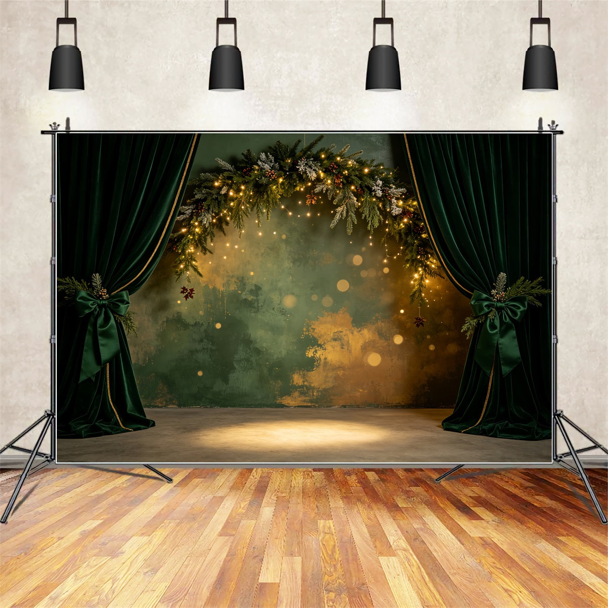 Christmas Wall Backdrop Emerald Velvet Garland Arch Christmas Indoor Backdrop UK CSH69-18