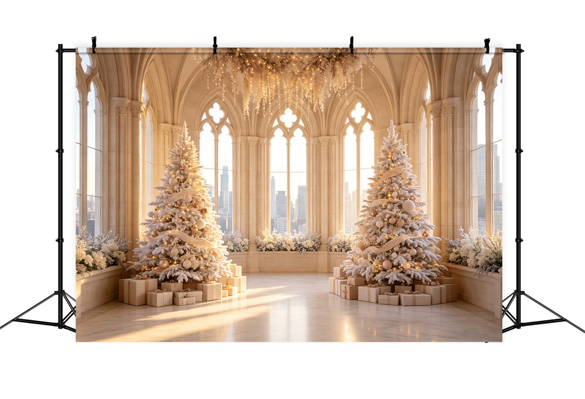 Victorian Christmas Backdrop White Cathedral Hall Professional Christmas Backdrop UK CSH69-20