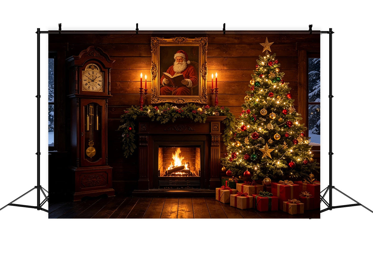 Christmas Cabin Backdrop Santa Portrait Hearth Room Studio Backdrops Christmas UK CSH69-47