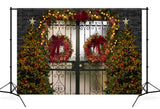 Christmas Door Wreath Lights Decoration Backdrop UK D900