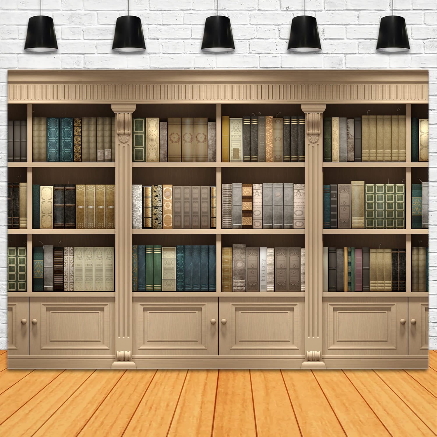 Wall Wooden Bookshelf Back to School Backdrop UK DBD7-44