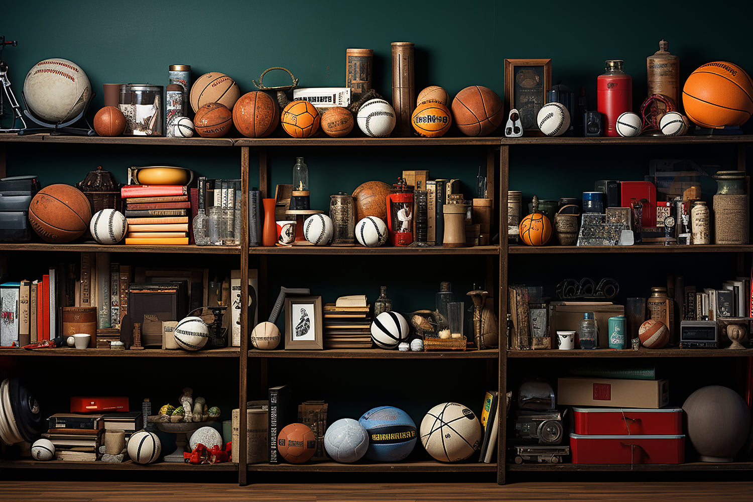 Sports Balls Shelf Back to School Backdrop UK DBD7-59