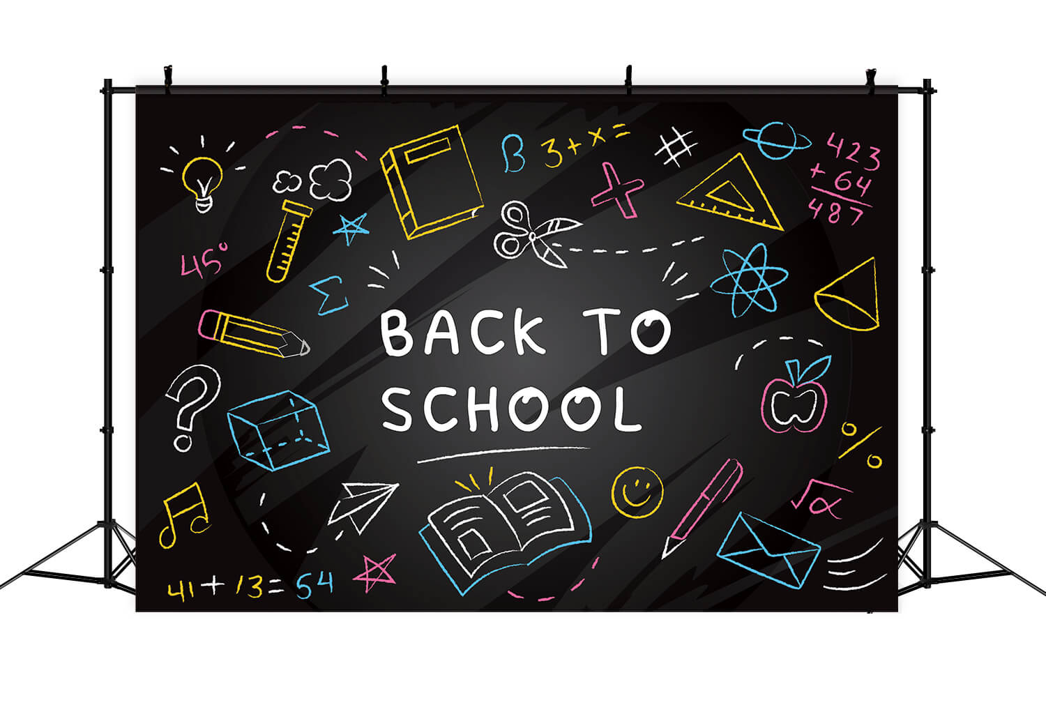 Hand Chalk Drawings Back to School Backdrop UK DBD7-61