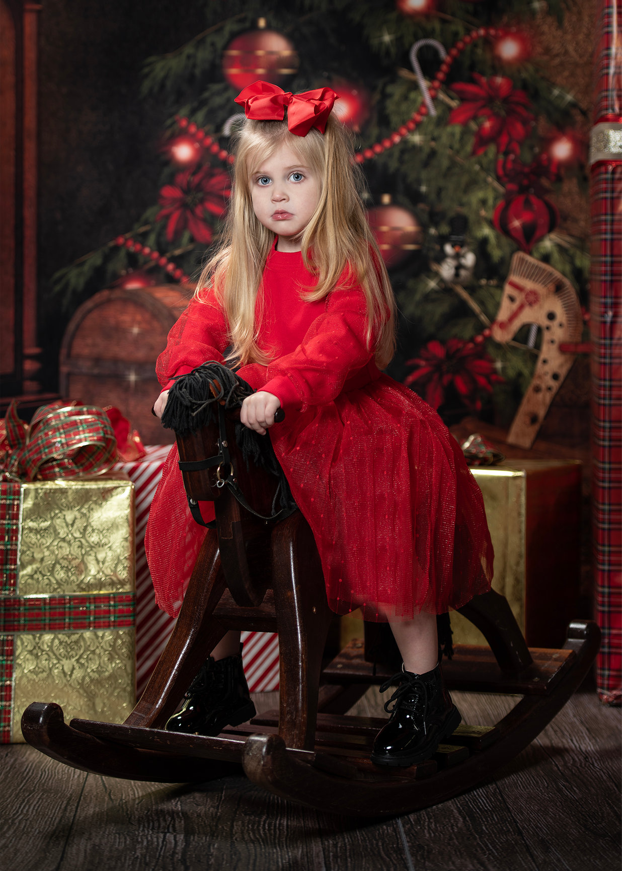 Christmas Trees And Treasure Box Backdrop UK for Photography DBD-P19196