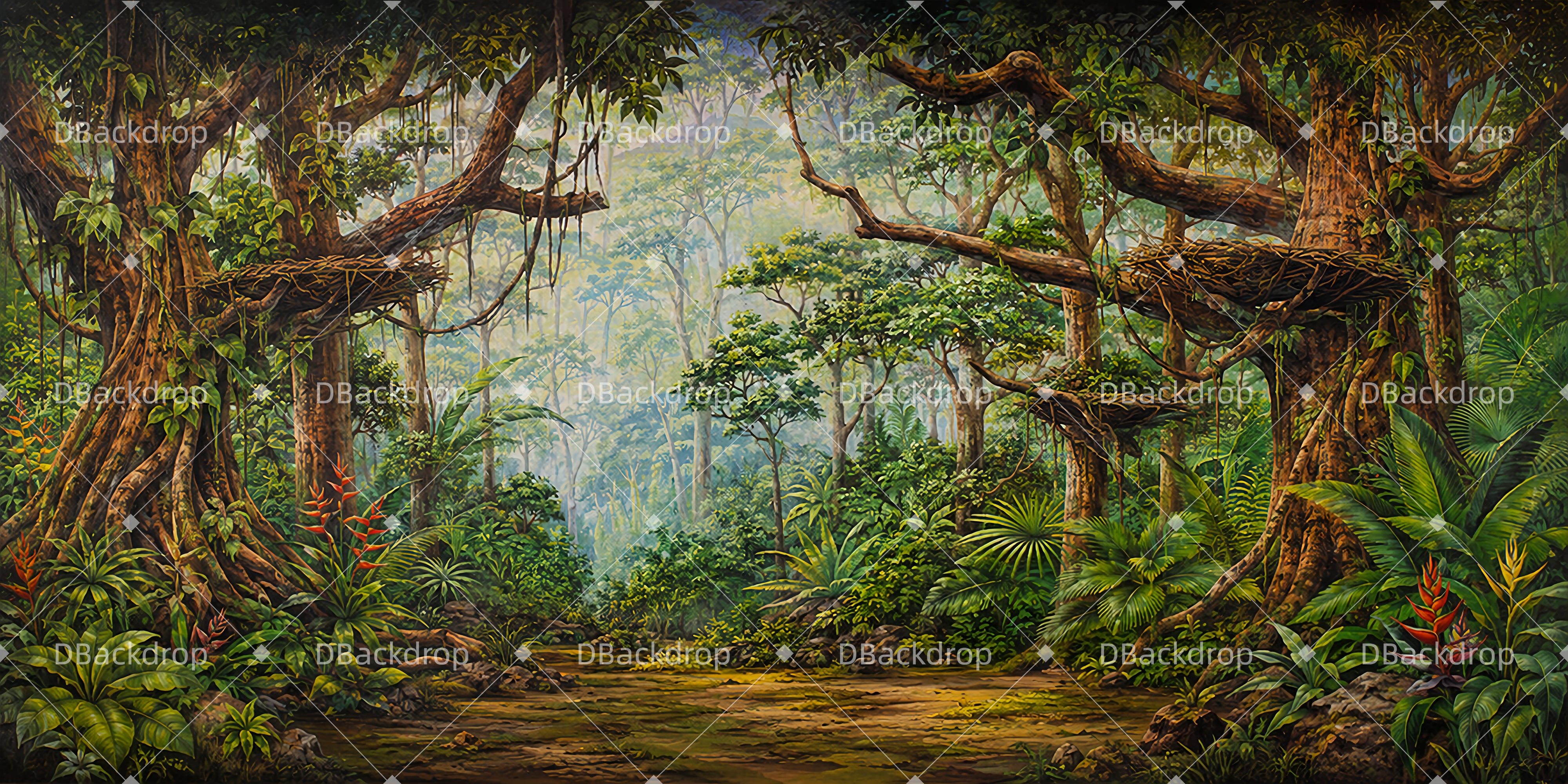 School Play Backdrops Gorilla Grove Forest Stage Backdrop UK DLS65-T4
