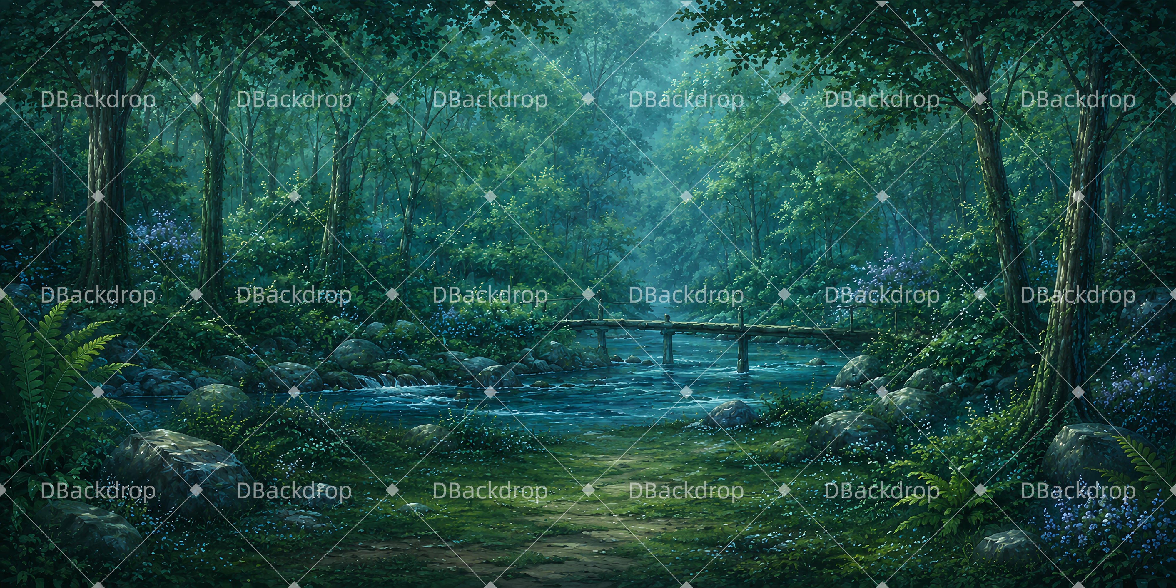 Stage Scenery Backdrops Romantic Rainforest Backdrop For Theater UK DLS65-T8