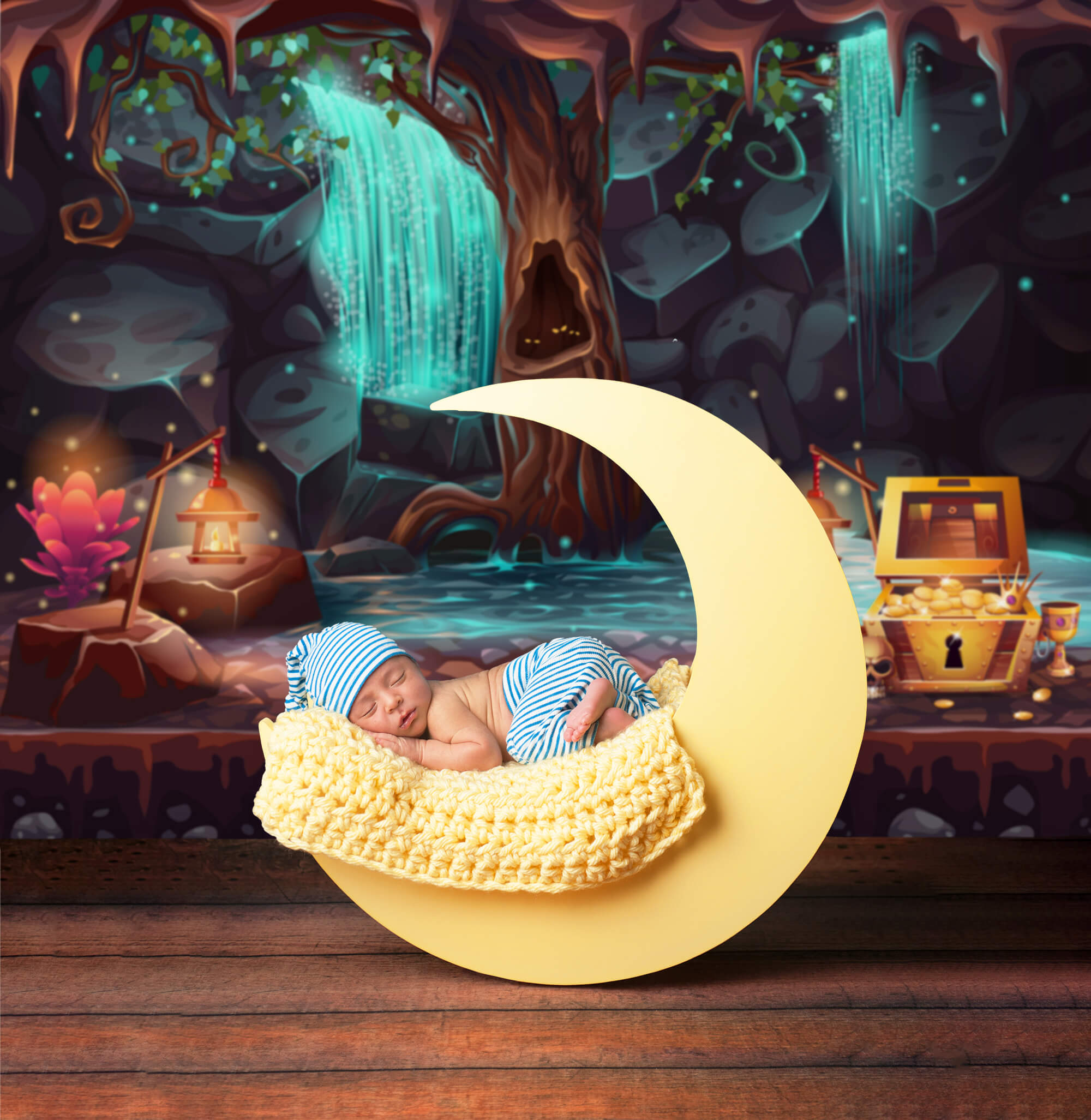 Night Forest Cartoon Fairytale Photography Backdrop UK G-608